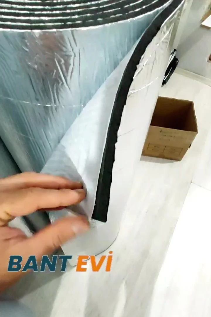 Alüminyum Folyolu Kauçuk Izolasyon 6mm 120cm 36m2 Kendinden Yapışkanlı Elastomerik Kauçuk Köpüğü
