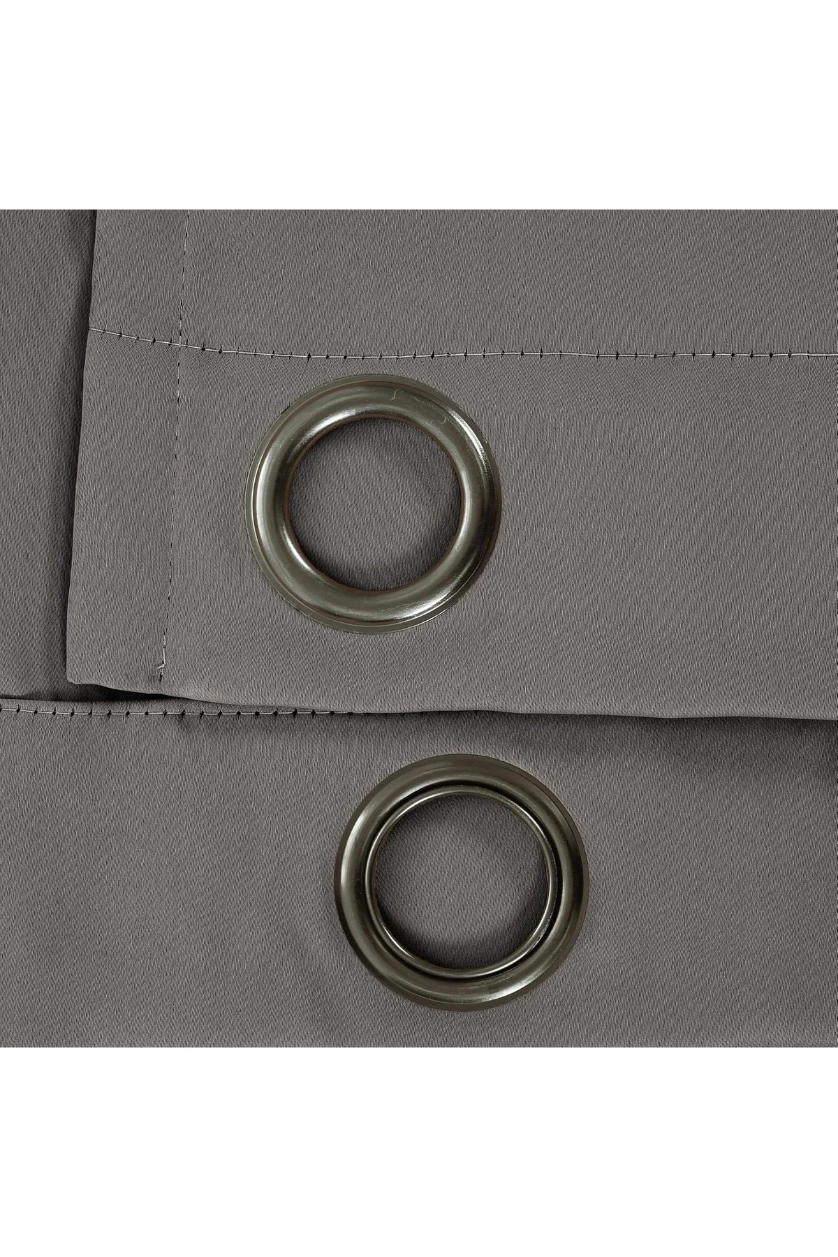 Lüks Karartmalı Fon Perde Metal Halkalı, Isı İzolasyonlu, Koyu Gri, 132 cm x 213