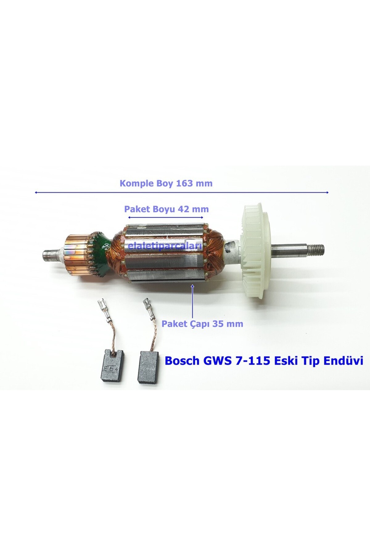 Bosch Tipi GWS 7-115 Endüvi Rotor Kollektör ve Kömürü