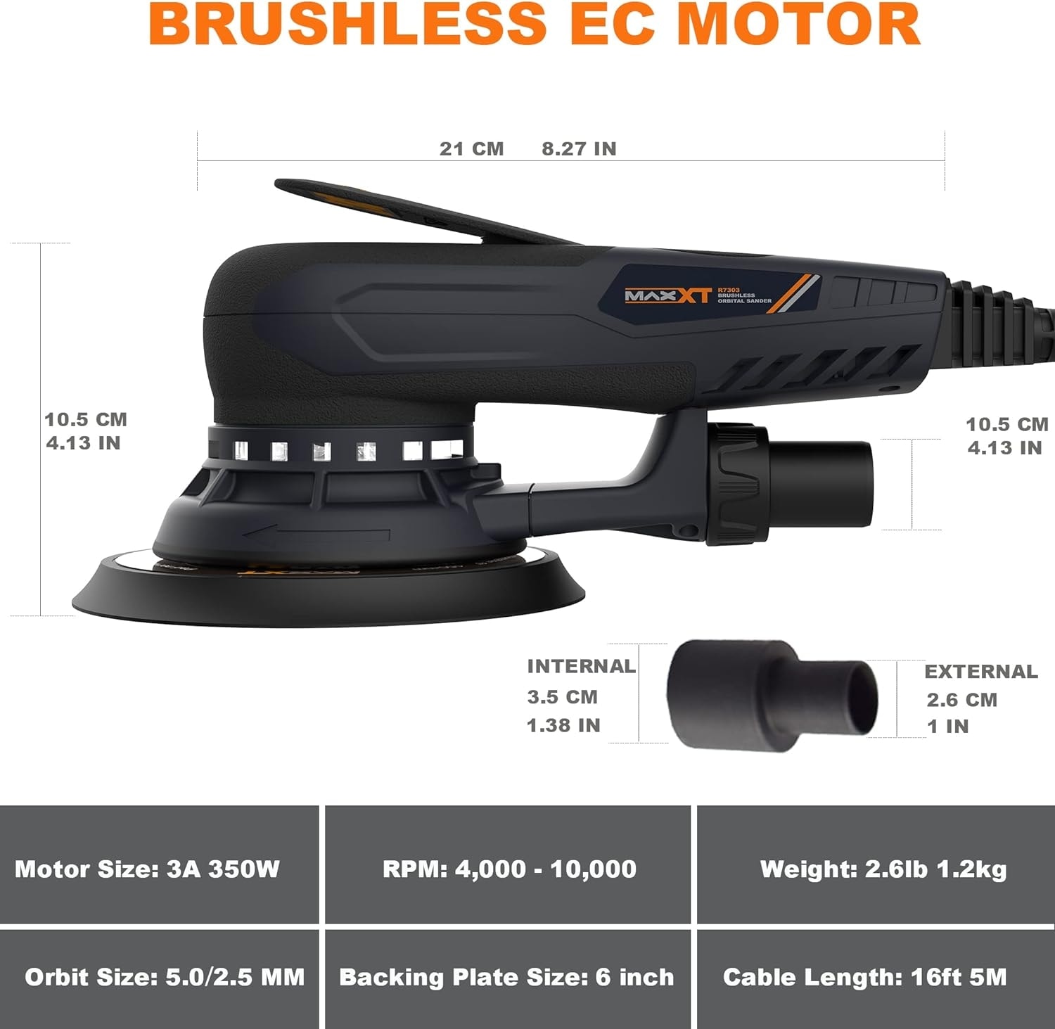 R7303 350W 150MM Elektrikli Eksantrik Zımpara Makinesi