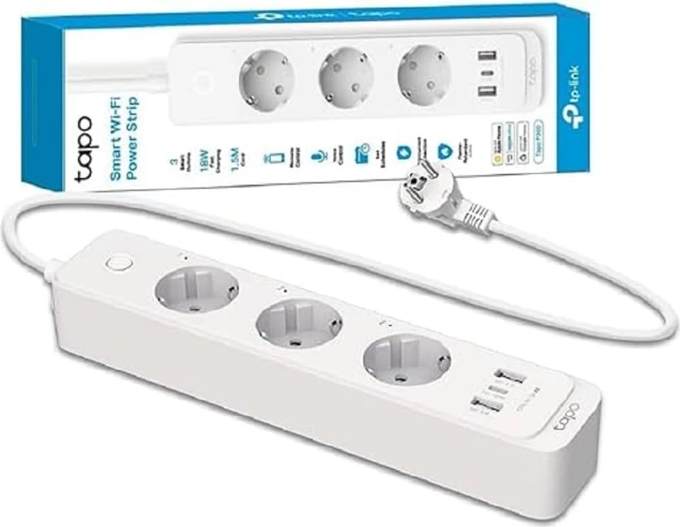 P300, 1.5m, 3'lü Akıllı Wi-Fi Priz, 18 W Hızlı Şarj, Uzaktan Kontrol, Kurulum ve Kullanım, Amazon, ve Desteği