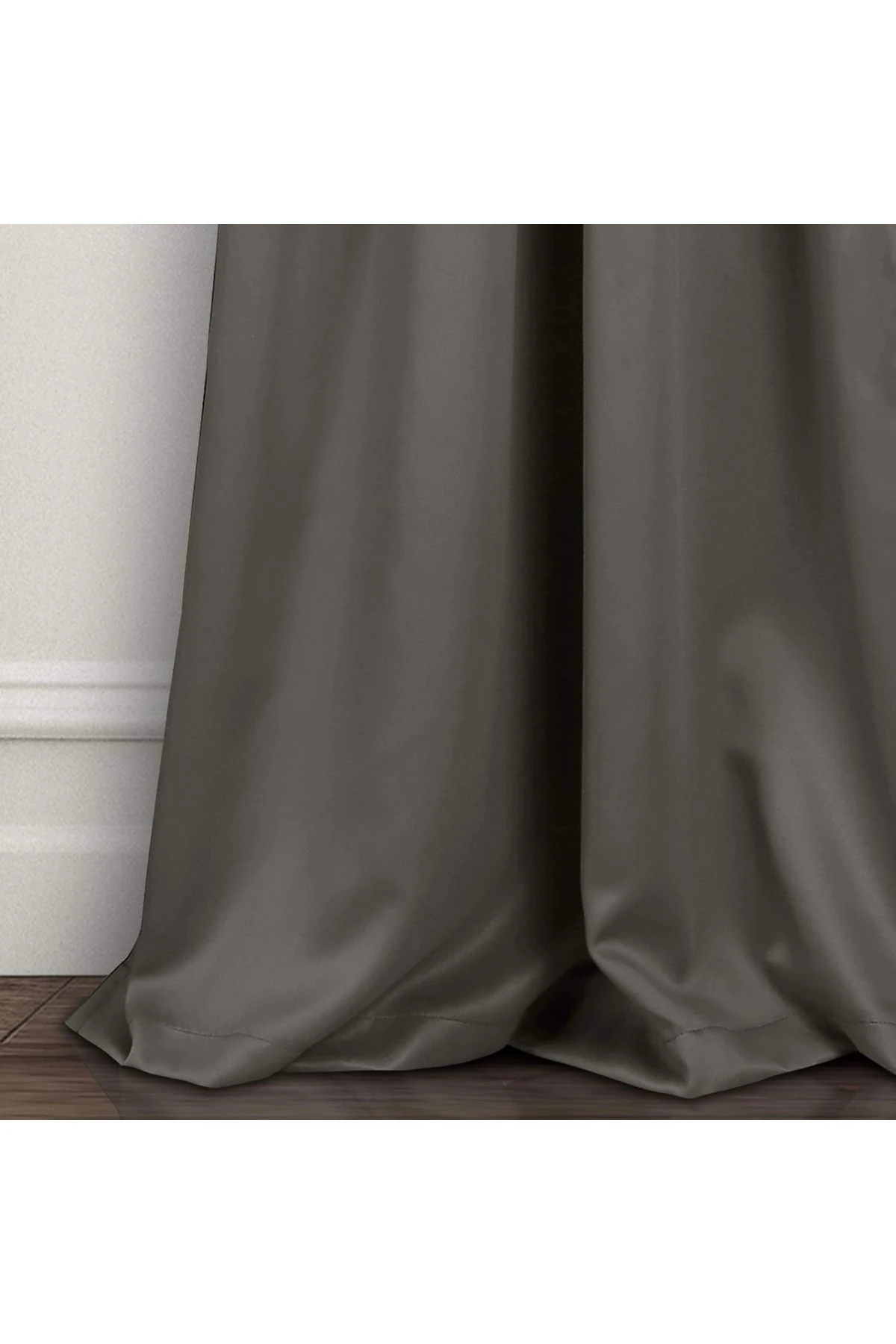 Lüks Karartmalı Fon Perde Metal Halkalı, Isı İzolasyonlu, Koyu Gri, 132 cm x 213