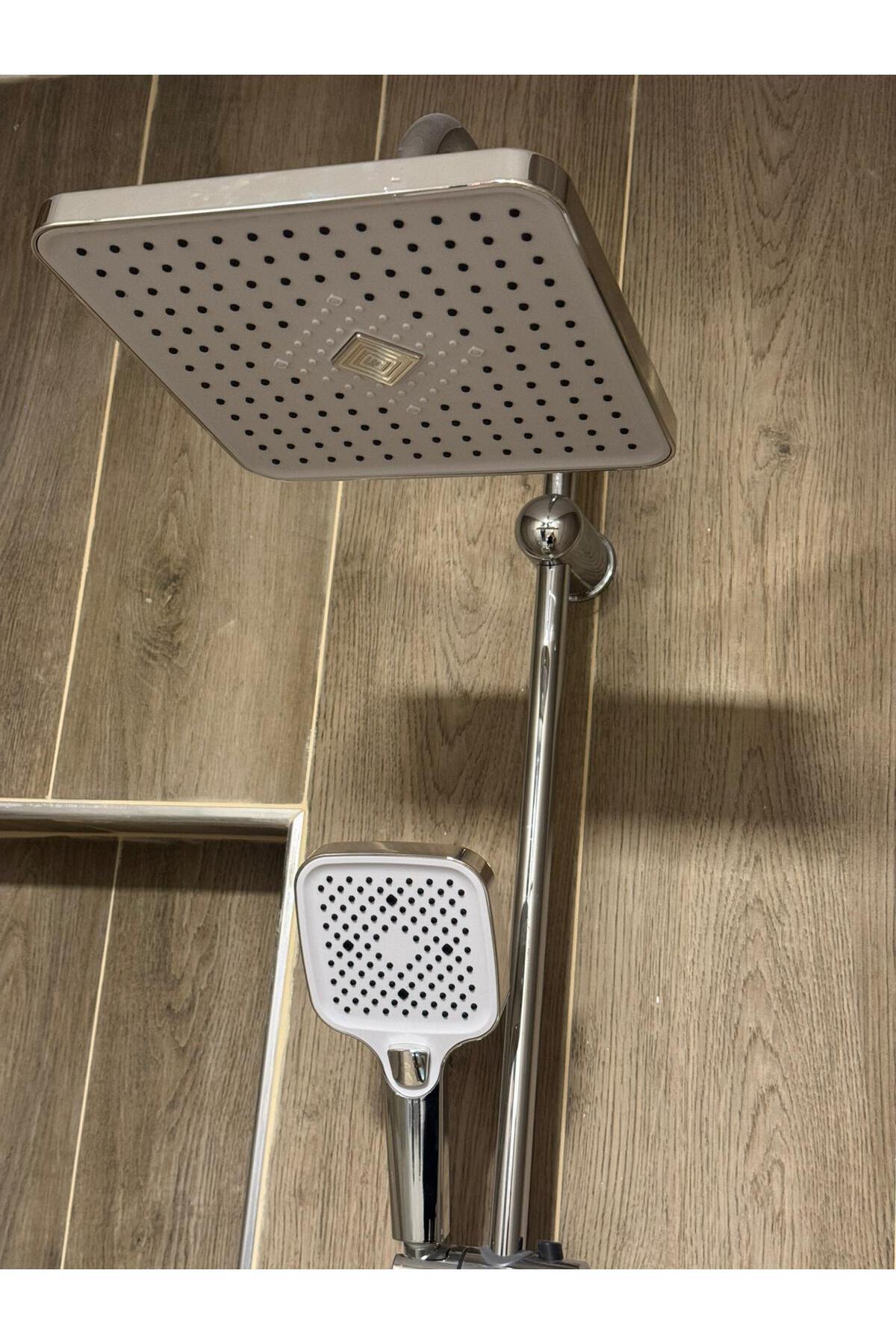 Krom-Beyaz Fonksiyonlu Robot Duş Seti Yağmurlama Tepeleme Duş Sistemleri
