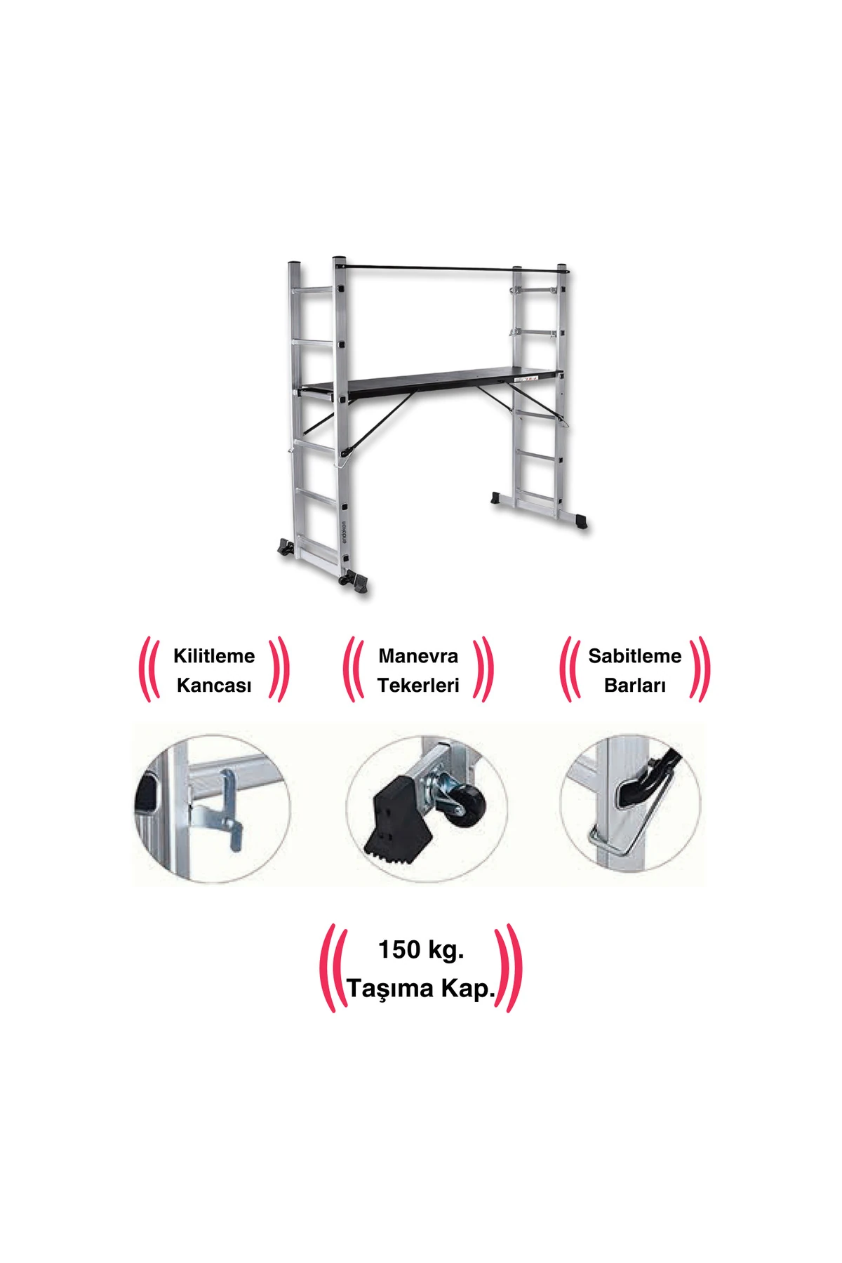 2*7 192 Cm Portatif Alüminyum Iskele Merdiven Kombinasyonu