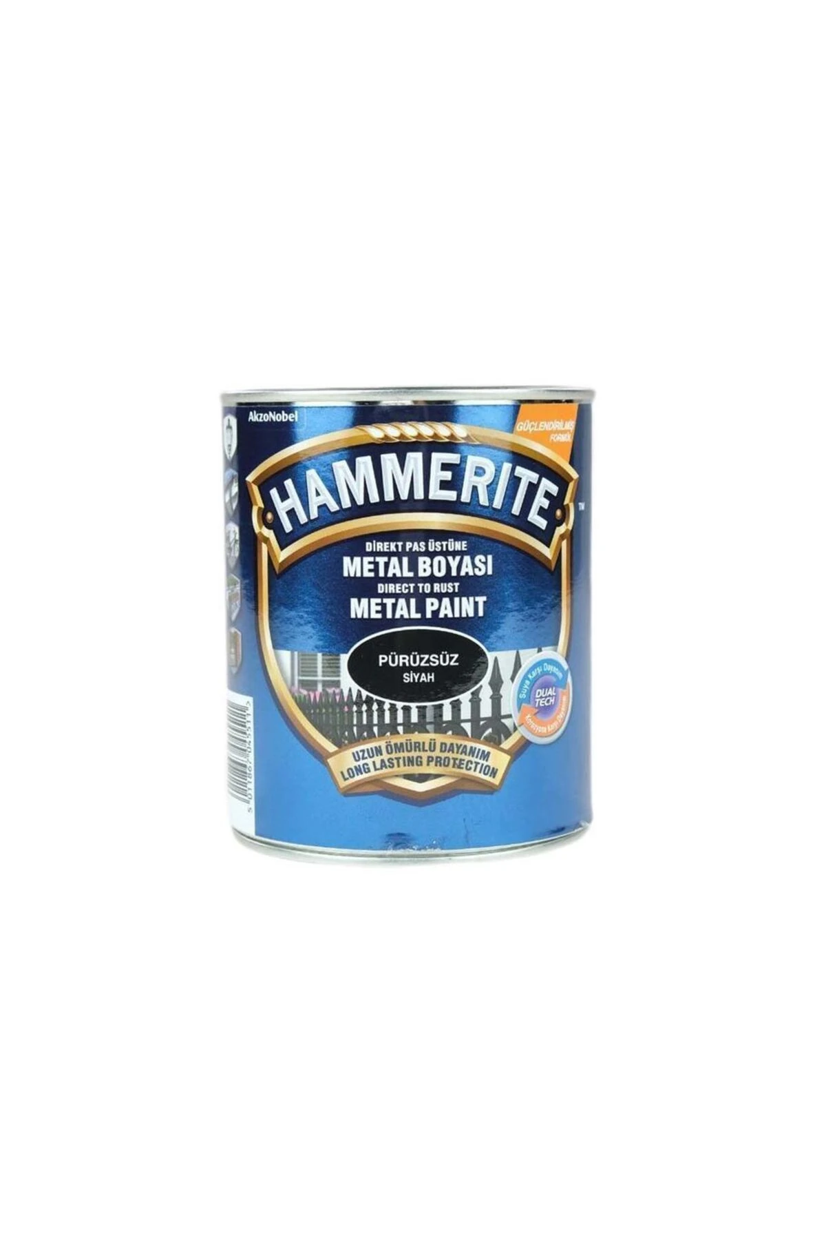 Hammerite Pas Üstü Metal Boyası Düz Siyah 0,75lt