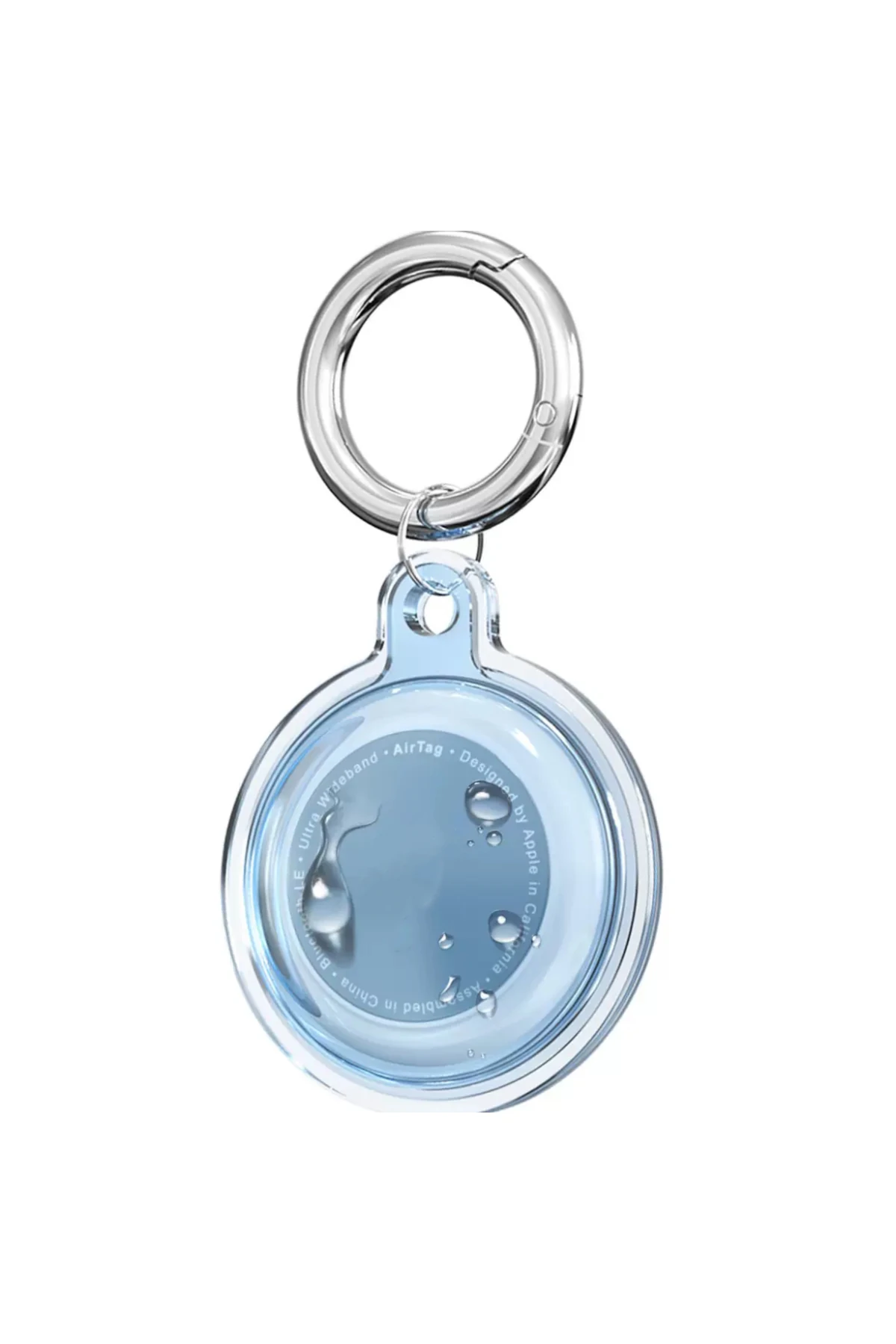 Airtag Şeffaf Su Geçirmez Koruyucu Kılıf Metal Anahtarlık Aparat Ve Dayanıklı Mavi Silikon