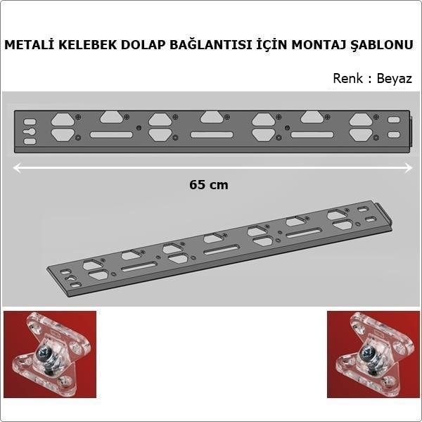 Metali Marka Kelebek Bağlantı Için Montaj Şablonu Cetvel 65 cm Beyaz