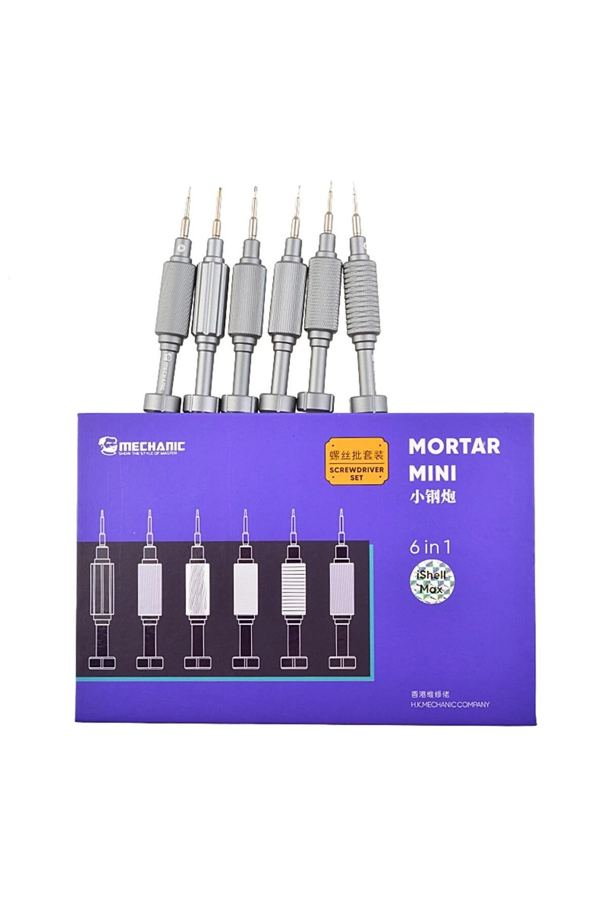Mortar Mini iShell Max S2 Çelik 6 Parça Tornavida Seti