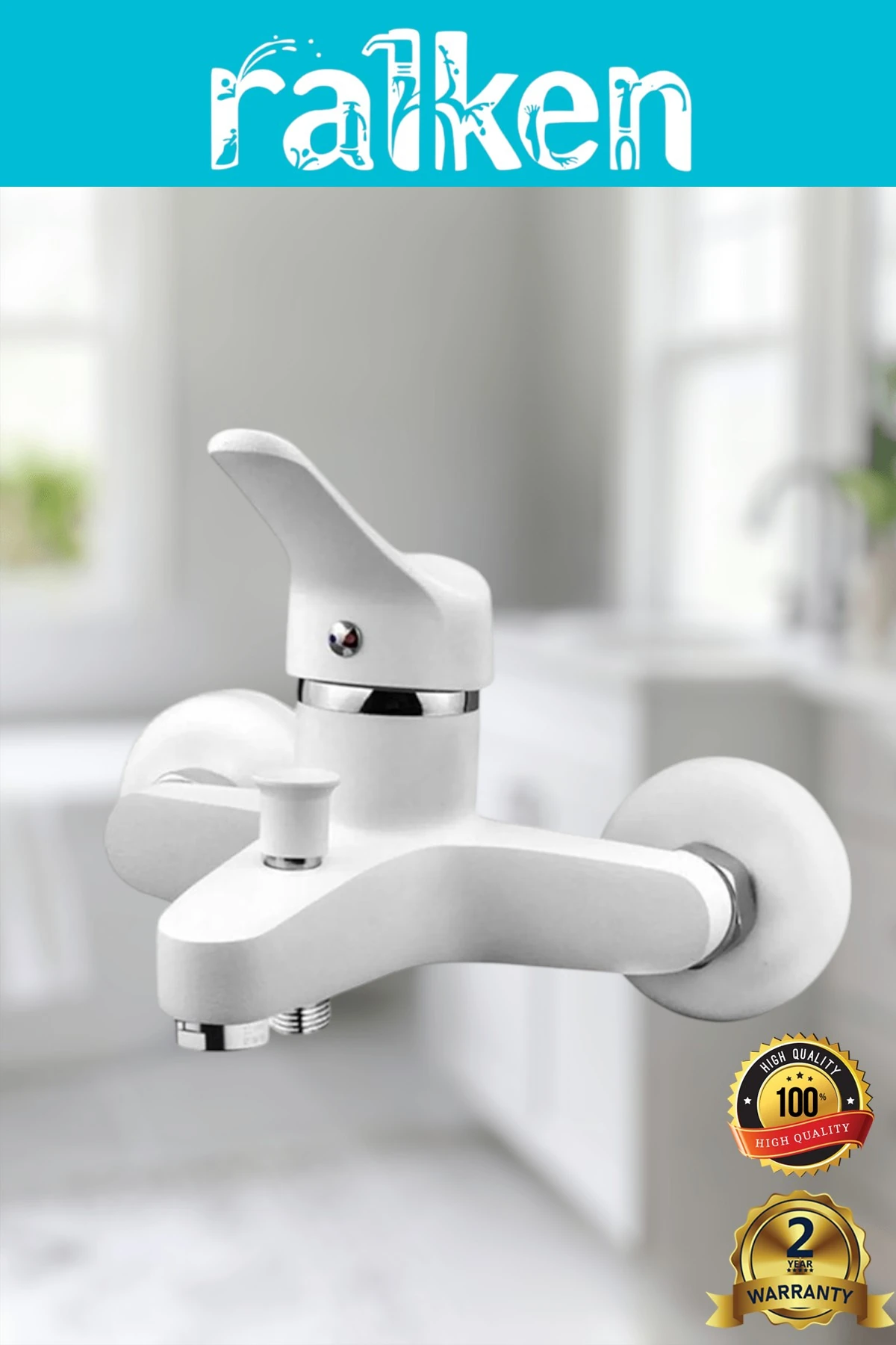 Lüx Beyaz 4’lü Banyo Seti Robot Tepe Duş, Banyo, Lavabo, Eviye Mutfak Bataryası Musluğu Başlıklı