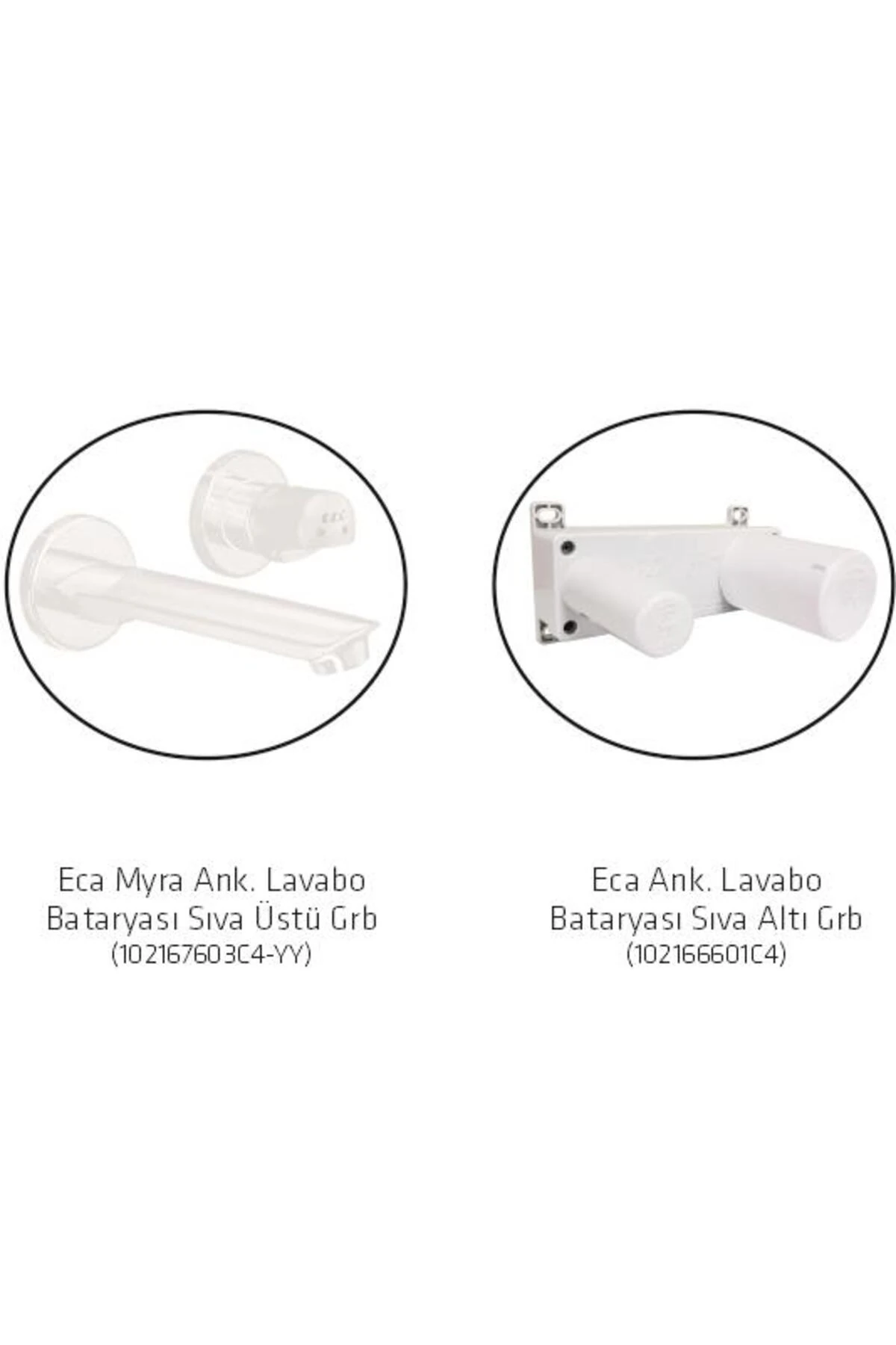 Myra Ankastre Gömme Lavabo Bataryası Set Mat Beyaz 102167603C4-YY+102166601C4