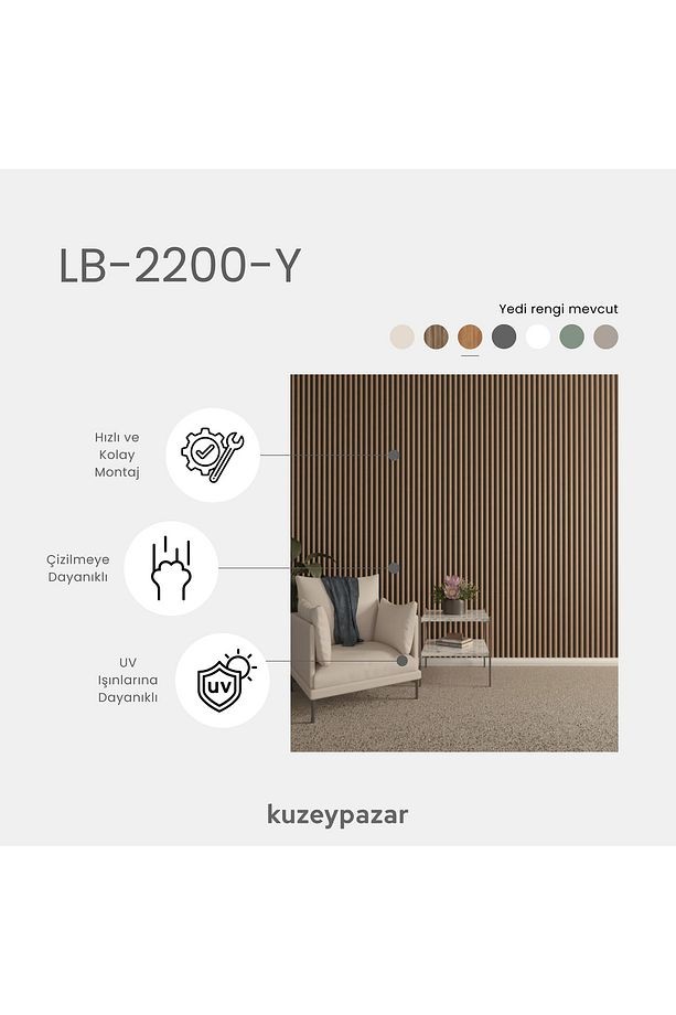 AGT Duvar Lambri Profili Lb 2200- TEAK