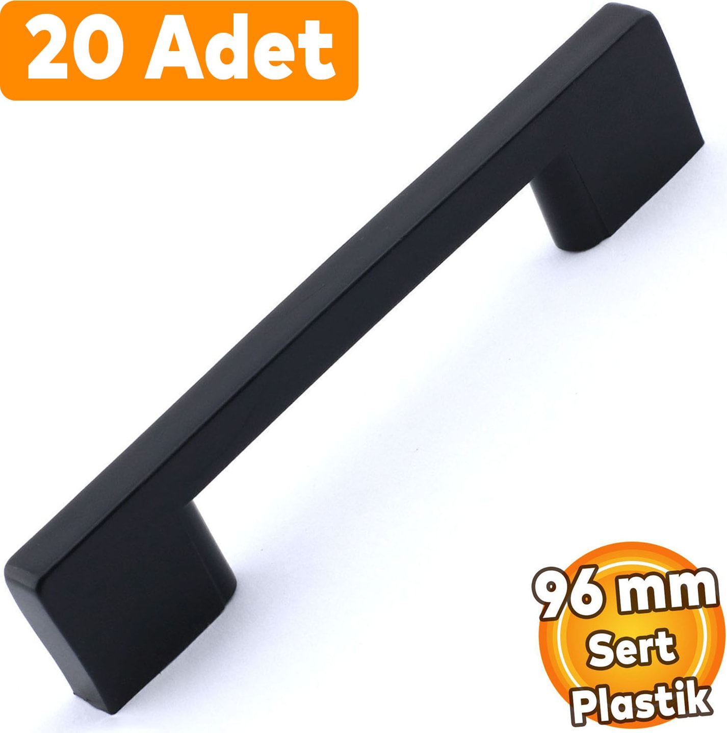 (Sert Plastik) 20 Adet Köprü 96 mm Siyah Mobilya Mutfak Çekmece Dolabı Dolap Kulbu