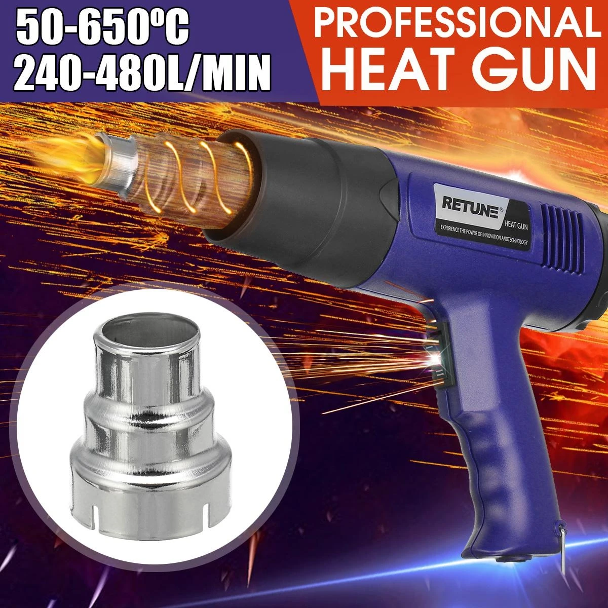 1800W Isı Tabancası Sıcak Hava Rüzgar Nozulu Güç Aleti Boya Sıyırıcı Çift Sıcaklık (Yurt Dışından)