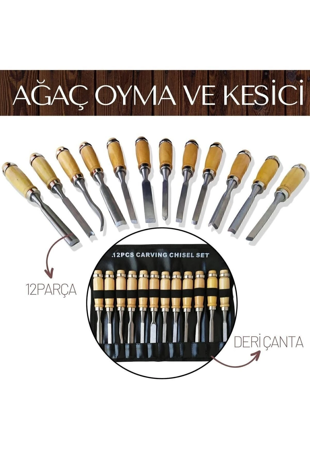 Elena 12 Parça Çantalı Ağaç Oyma Ve Kesici Set 715248