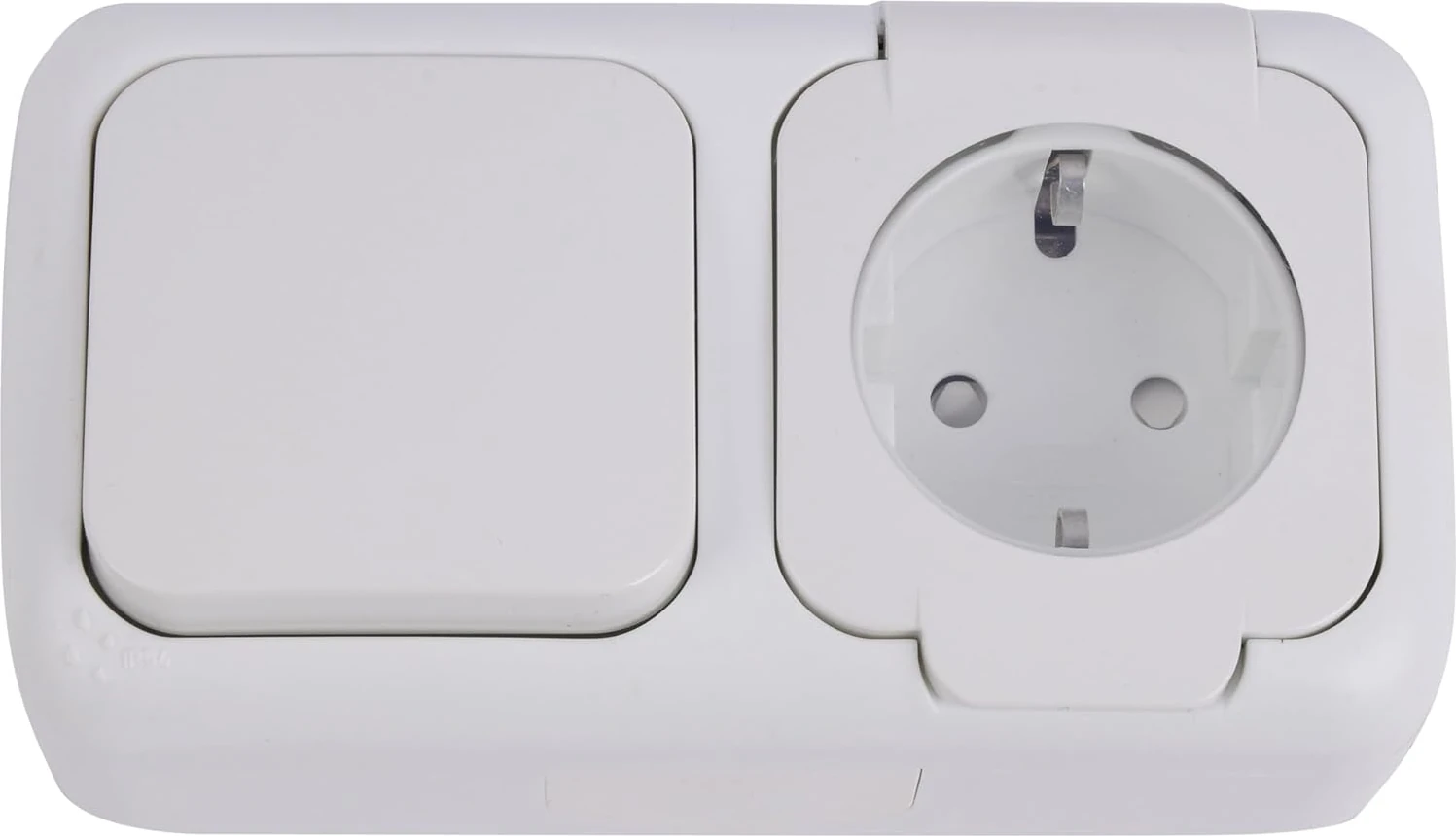 Palmiye Beyaz Anahtar ve Topraklı Priz Şeffaf Kapaklı Çabuk Bağlantı Kombine Yatay