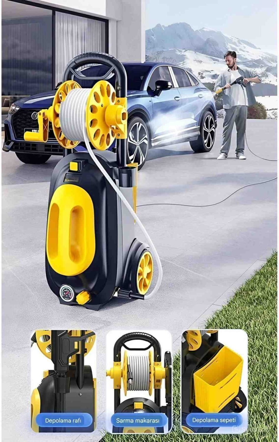 Elektrikli Yüksek Basınç Yıkama Makinesi Tazikli Oto Araba Yıkama Su Tabancası Halı Yıkama