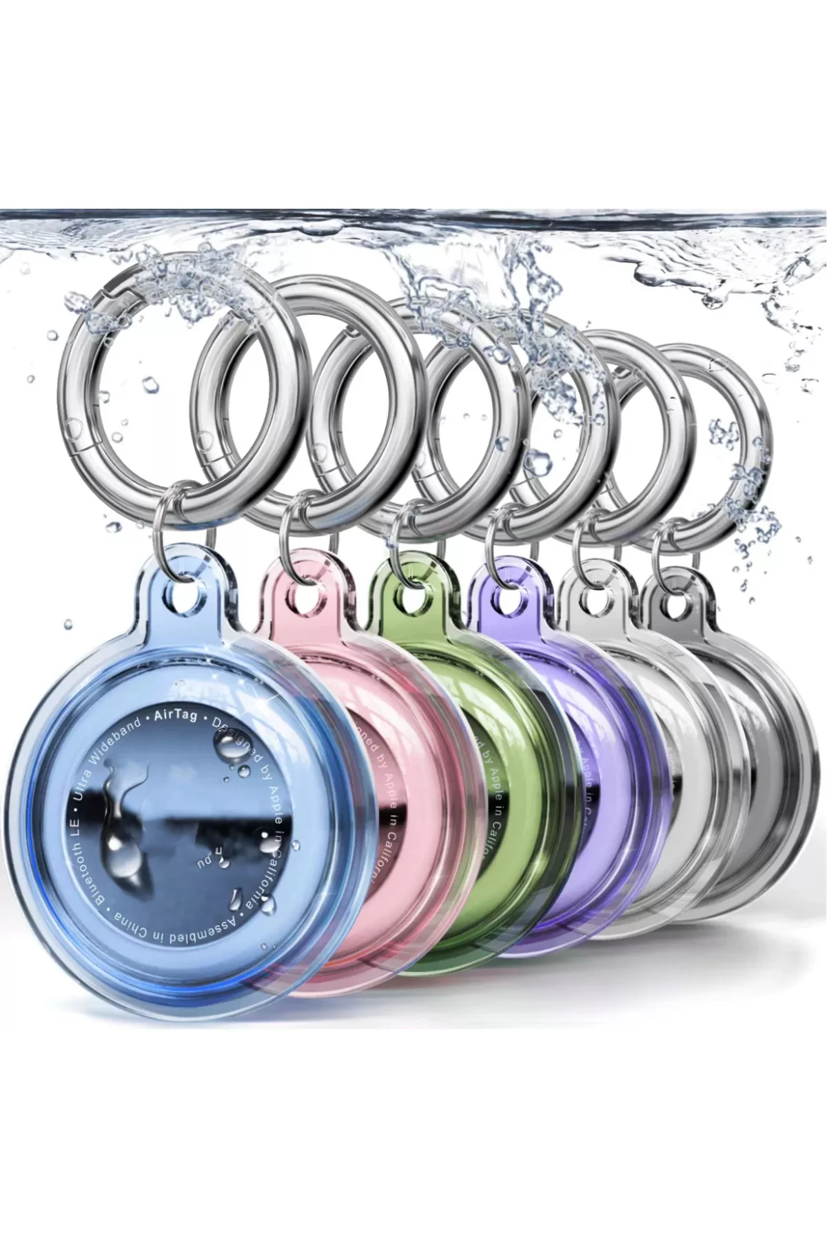 Airtag Şeffaf Su Geçirmez Koruyucu Kılıf Metal Anahtarlık Aparat Ve Dayanıklı Yeşil Silikon