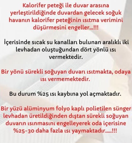 Ankaflex 10 Adet Kalorifer Peteği Radyatör Petek Arkası Folyo Kaplı Polietilen Sünger Isı Yalıtım Levhası