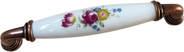 Nobel Beyaz Porselen Kulp Antik Ayak Çiçekli 128 mm - Paket 5 Li