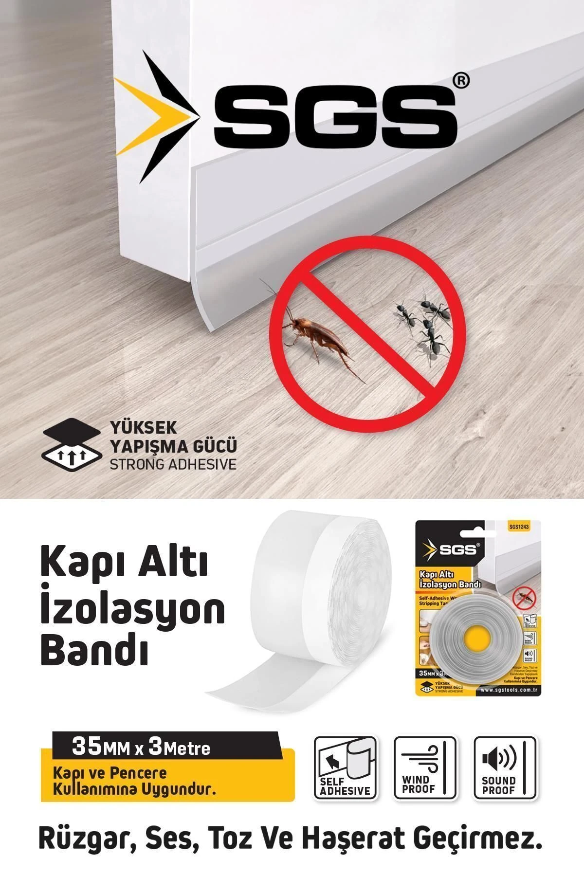 Kapı Altı Izolasyon Bandı 35mm X 3 Metre – Isı Ve Ses Yalıtımında Pratik Çözüm!