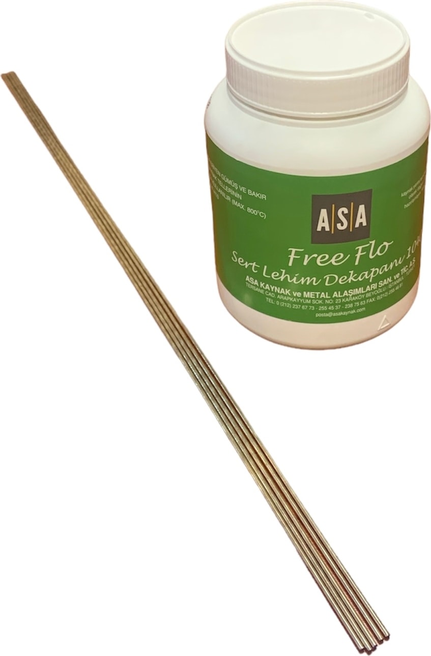 GÜMÜŞ KAYNAK DEKAPANI ASA FREE FLO (500 GR) +GÜMÜŞ KAYNAK TELİ %20 2 MM (5 ADET)