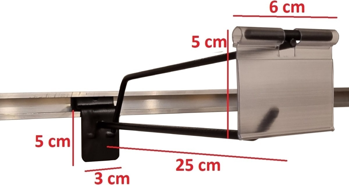 25 cm - 100 Adet Siyah Etiketli Kanallı Pano Kancası Raf Askısı