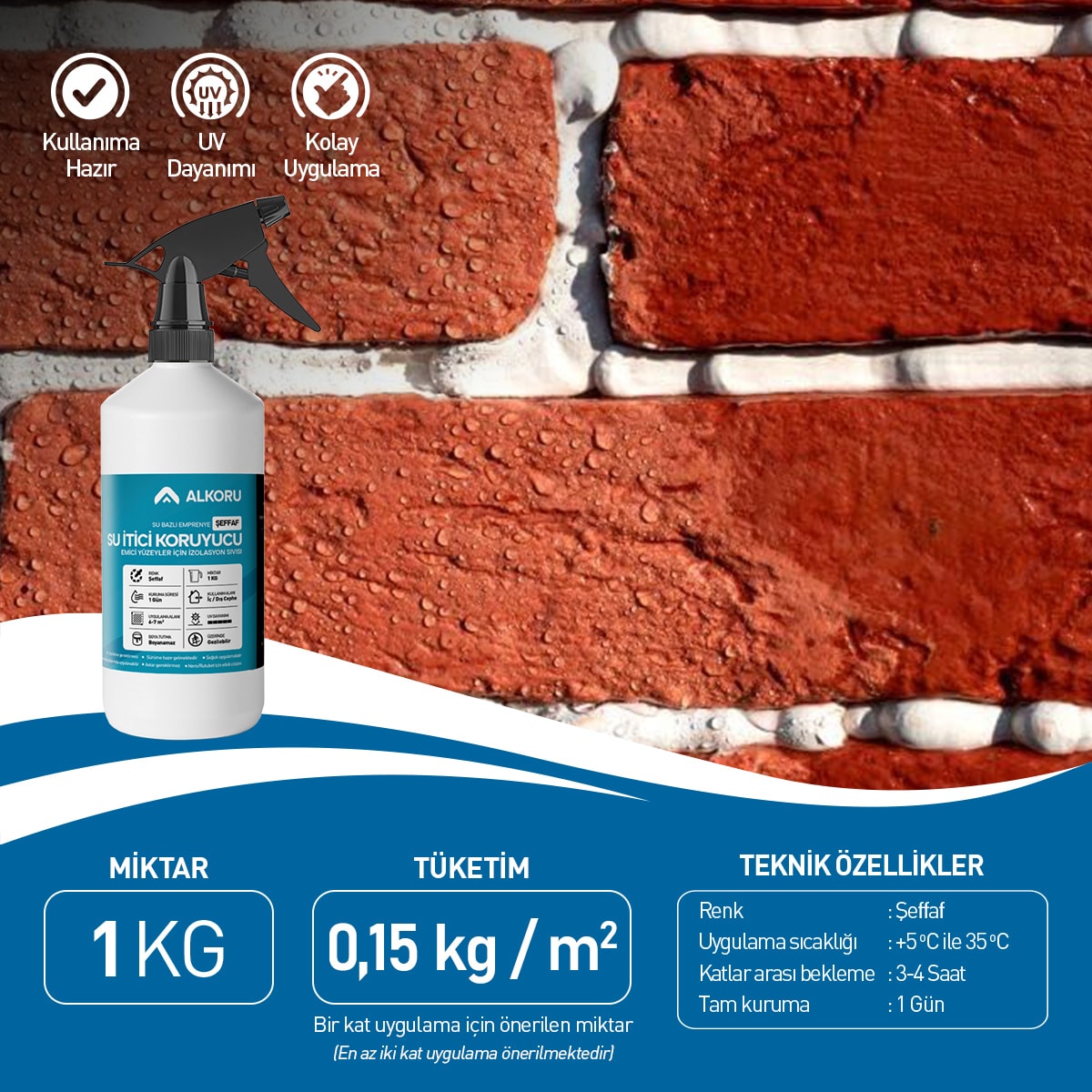 1 kg Şeffaf Emici Yüzeyler Için Su Itici ve Koruyucu malzeme