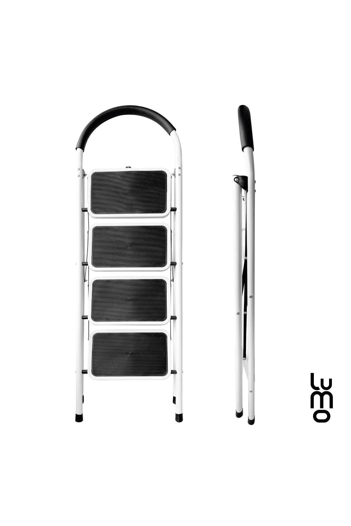 Metal 4 Basamaklı Katlanır Merdiven | Geniş Kaymaz Yüzeyli Basamaklı Ev Tipi Lüks