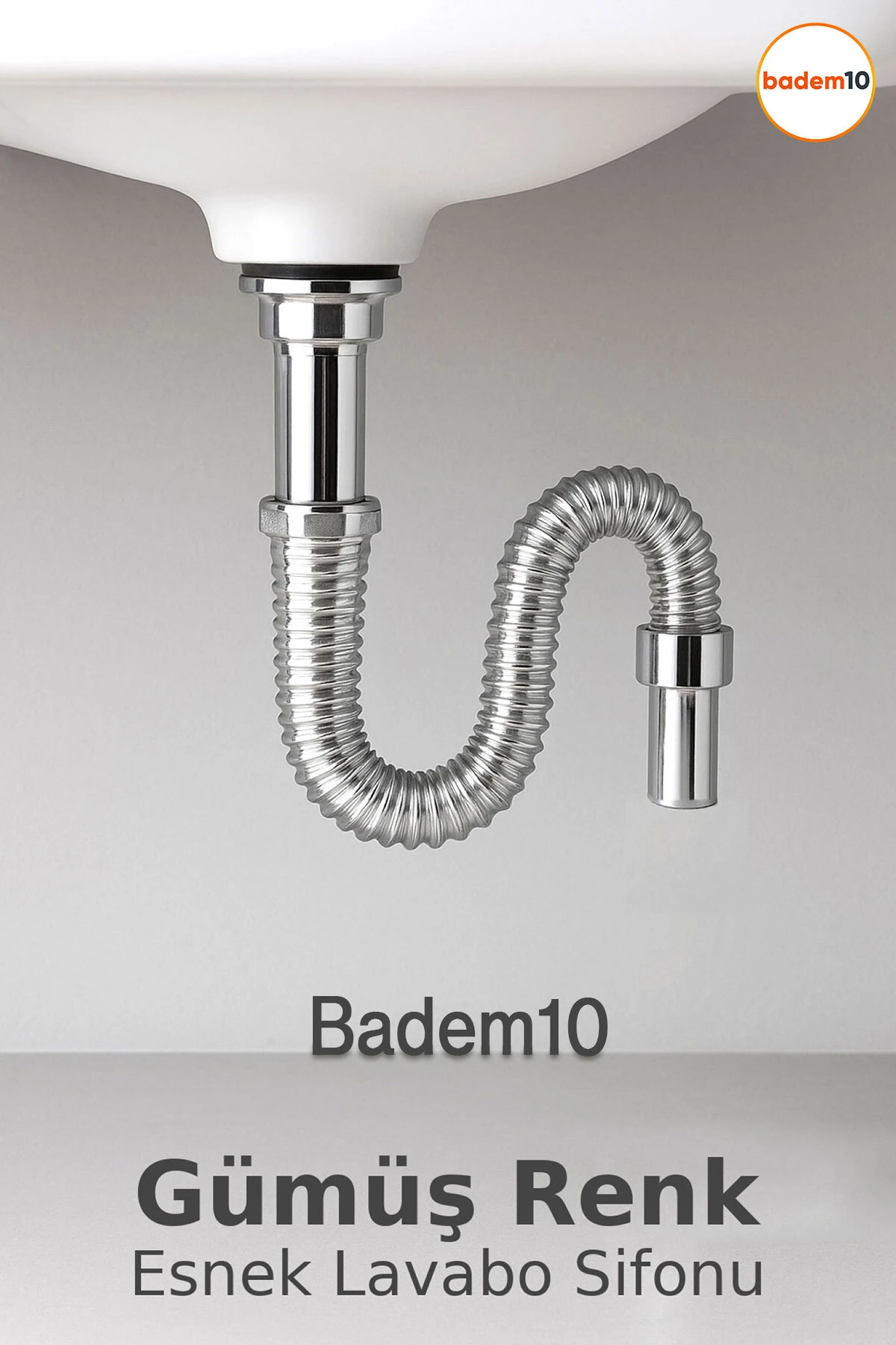 Körüklü Lavabo Sifonu Koku Önleyici Krom Gümüş Evye Gider Borusu Sifon Hortumu Uzun 33-80 cm Uzayan