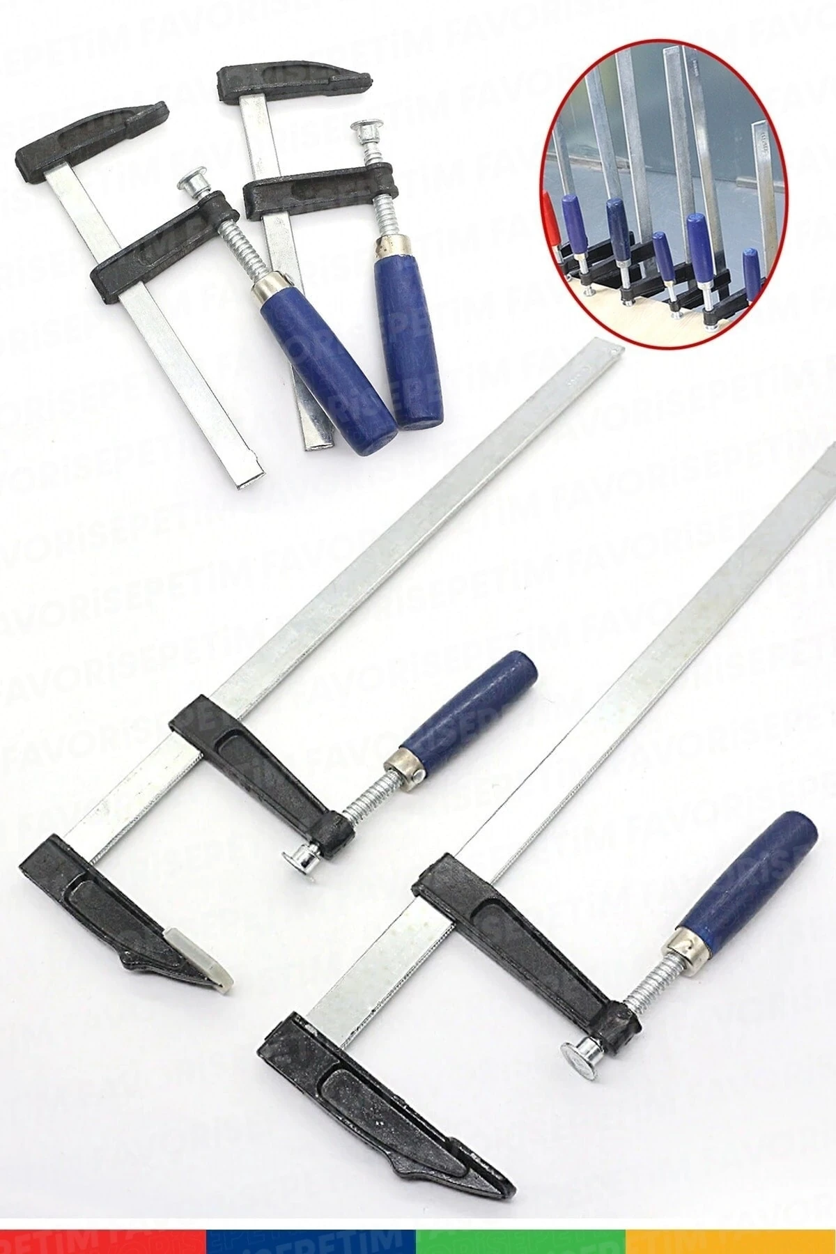 Yüksek Kalite 300mm F Tipi Ahşap Çelik Mobilyacı Mengene Kıskaç Işkence 4lü Set-300mm