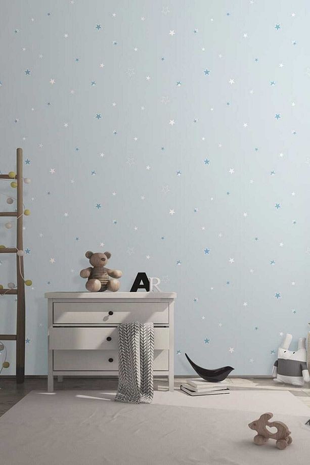 Ada Kids 8913-1 Fosforlu Yıldız Desenli Duvar Kağıdı