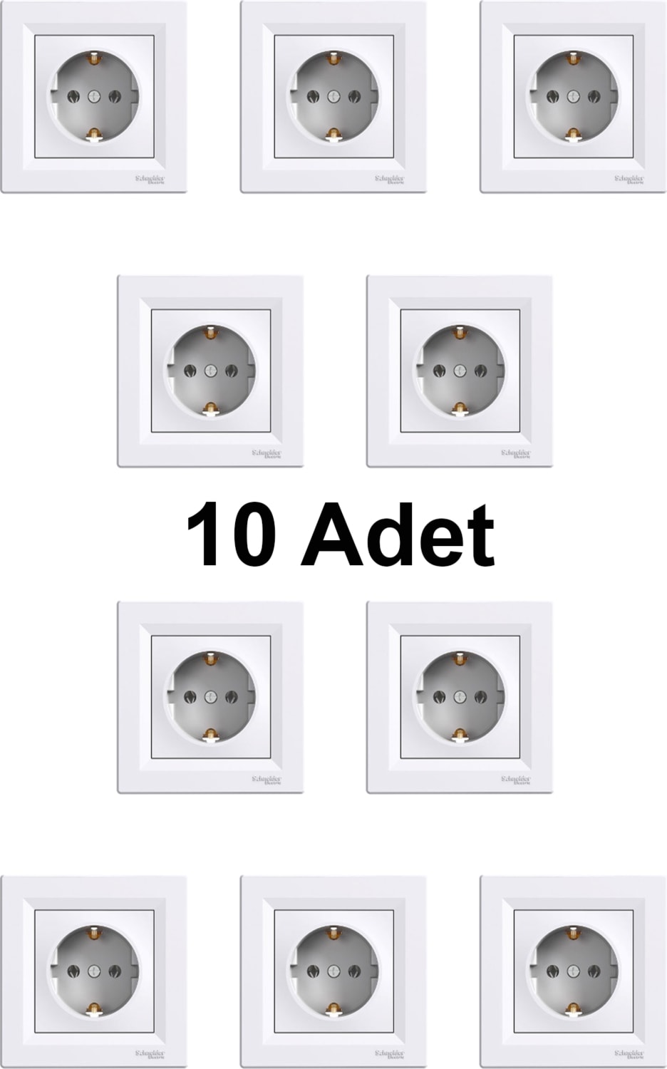 Asfora Beyaz Topraklı Priz 10 ADET - Çerçeveli