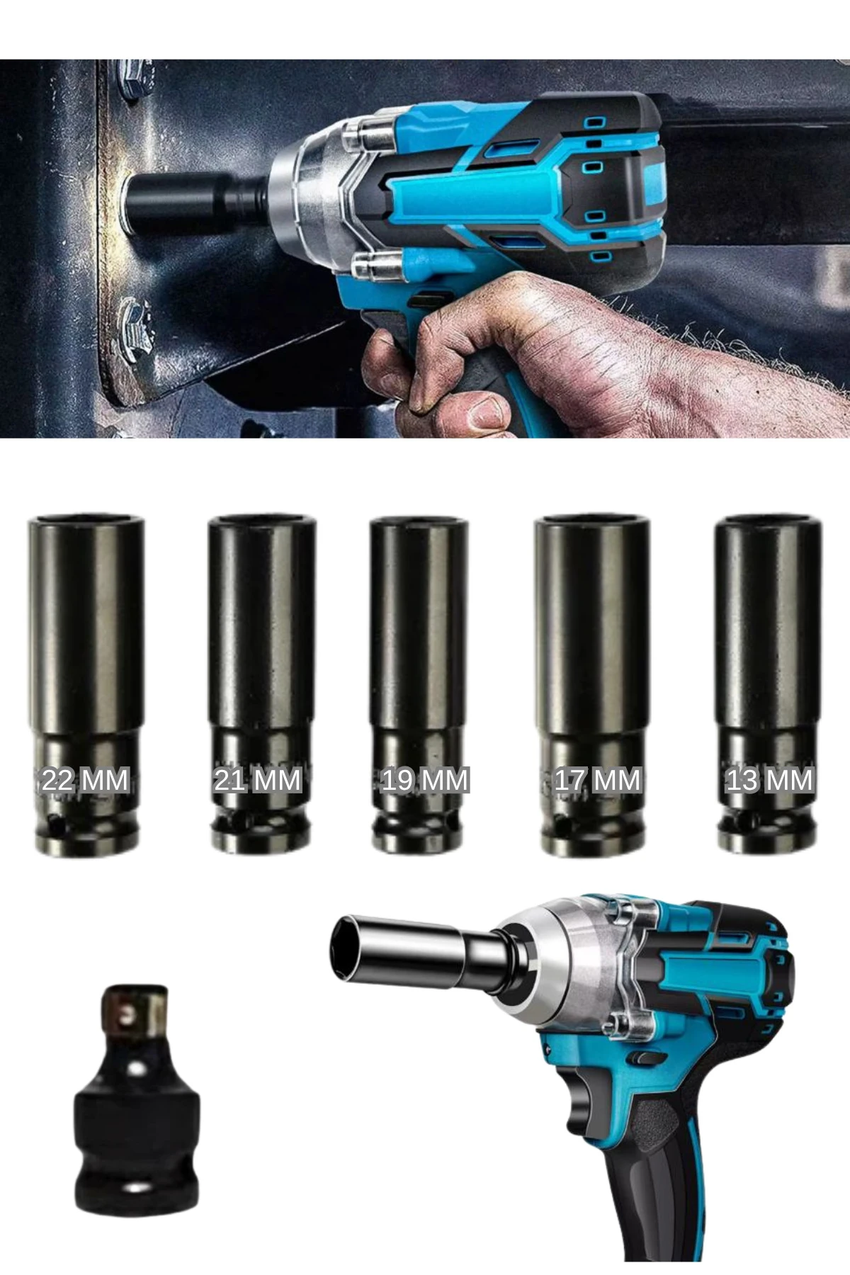 Bijon Somun Sıkma Sökme İçin Boru Lokma Anahtarı [13-17-19-21-22] Mm Uç ve Bıts Uç