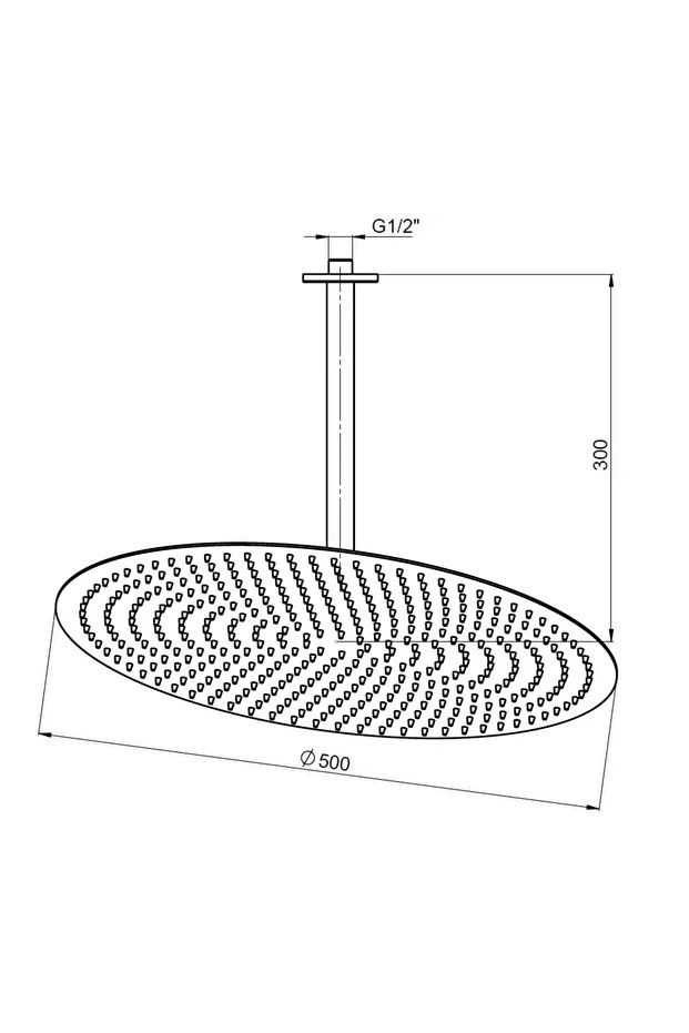 Ankastre Duş Başlığı Oval Slim Metal Ø50 Cm Ads26