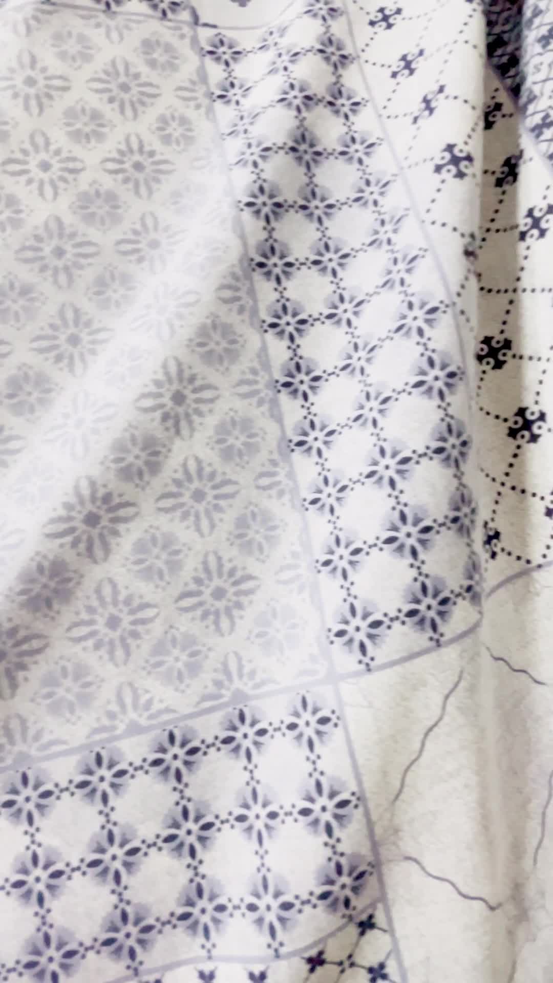 Battal Boy Nevresim Takımı Patchwork Gri Mavi Desen Ve 2 Adet Yastık Kılıfı Seti Pamuklu