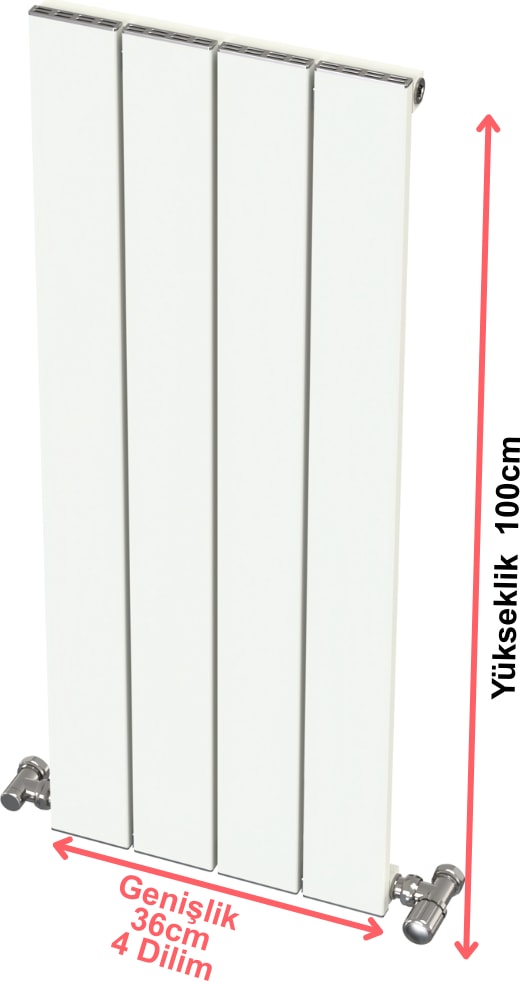Hestia Alüminyum Radyatör Dikey 100 x 36 (4 Dilimli)