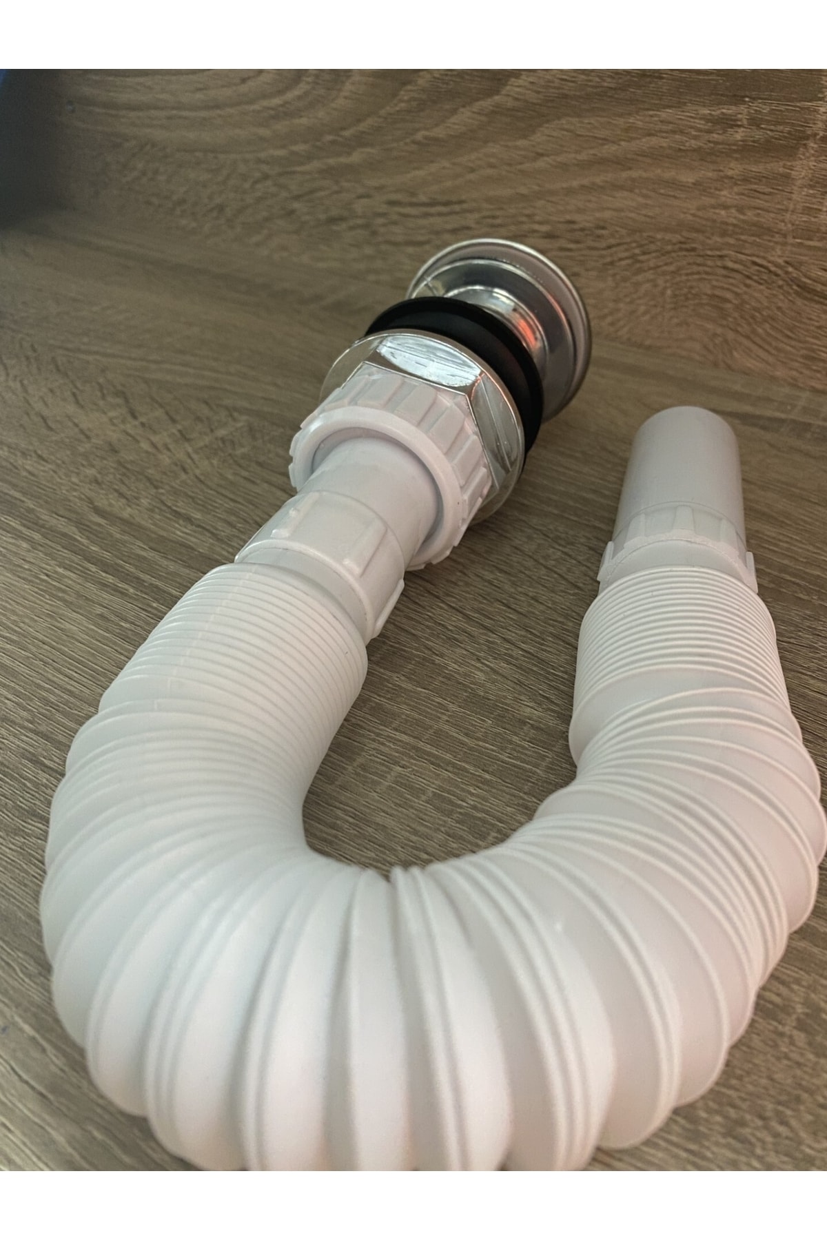 Basmalı Krom Kaplama Pop-up Körüklü Mutfak Lavobo Sifonu Su Sızdırmaz Tam Kalıp Gövde