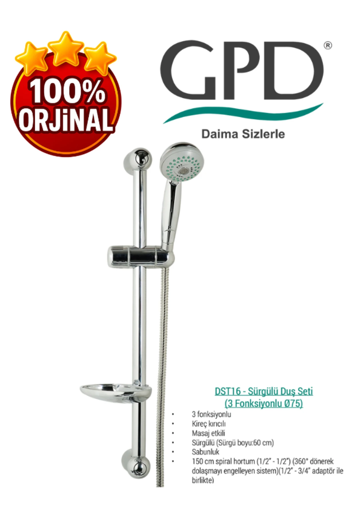 DST16 Sürgülü Duş Seti (3 Fonksiyonlu Ø75)