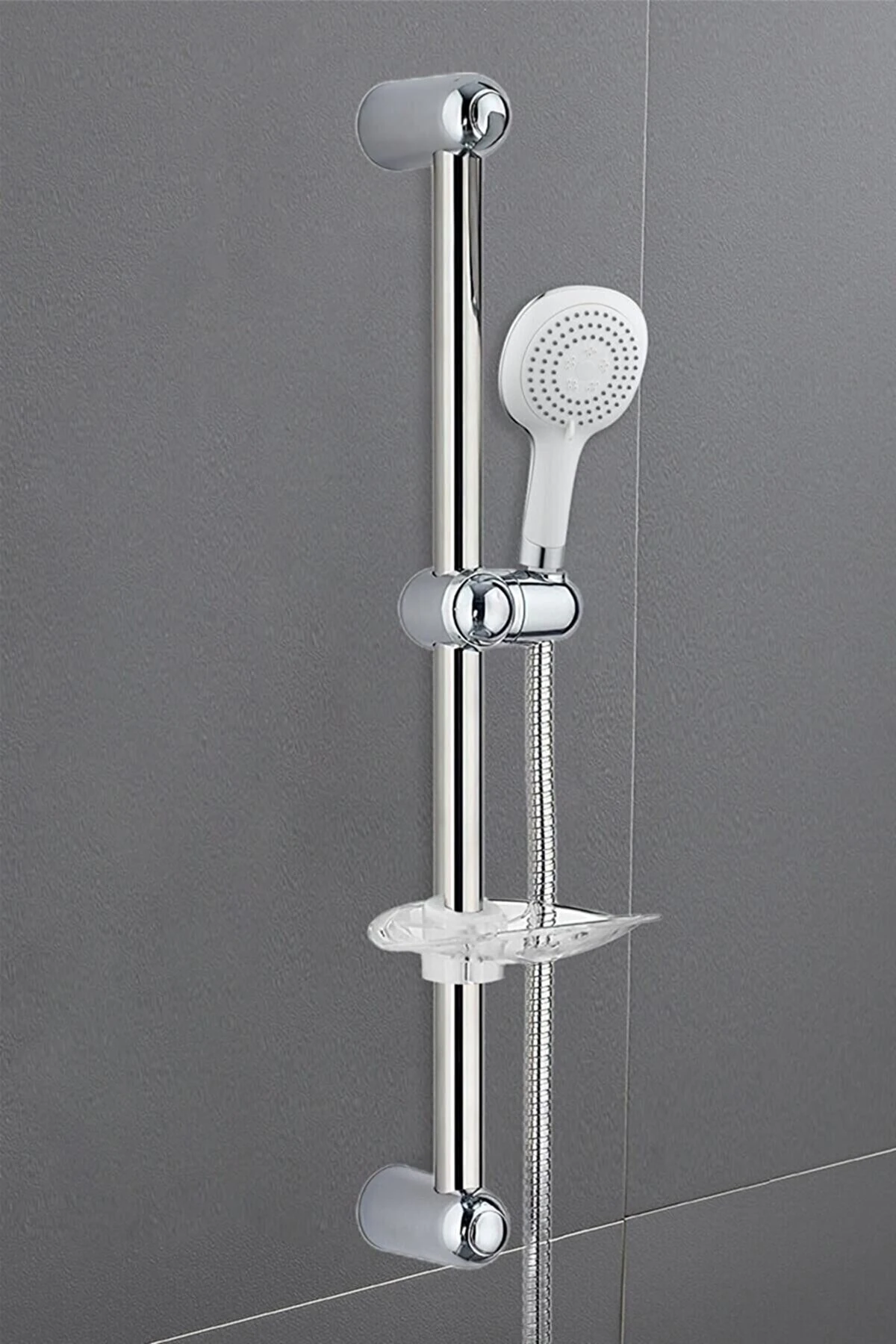 Platin Hidro Masaj 5 Fonksiyonlu Mafsallı Tasarruf Sistemli Sürgülü Duş Seti Beyaz Başlık