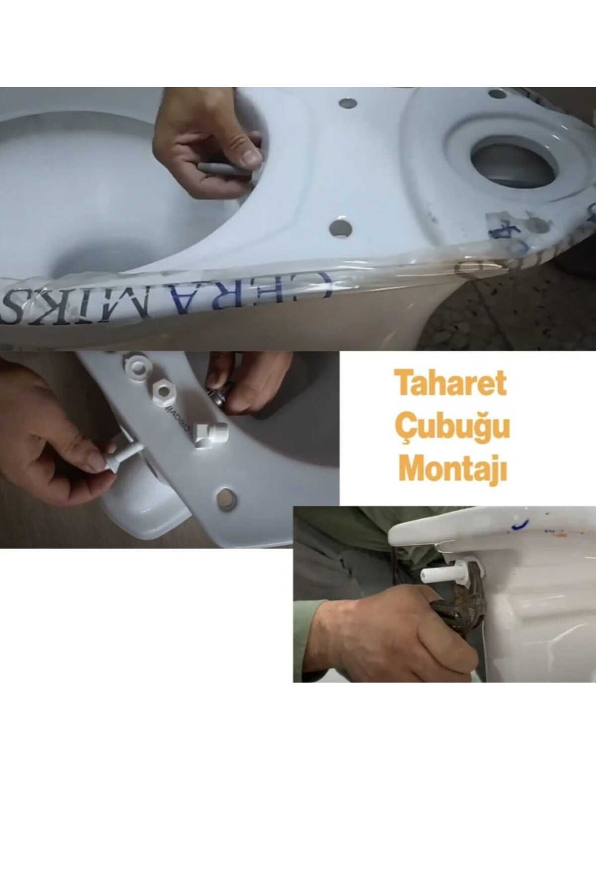 Uzun Klozet Tuvalet Taharet Çubuğu 32 cm Plastik Borulu Ayarlanabilir Kısaltılabilir U Tipli