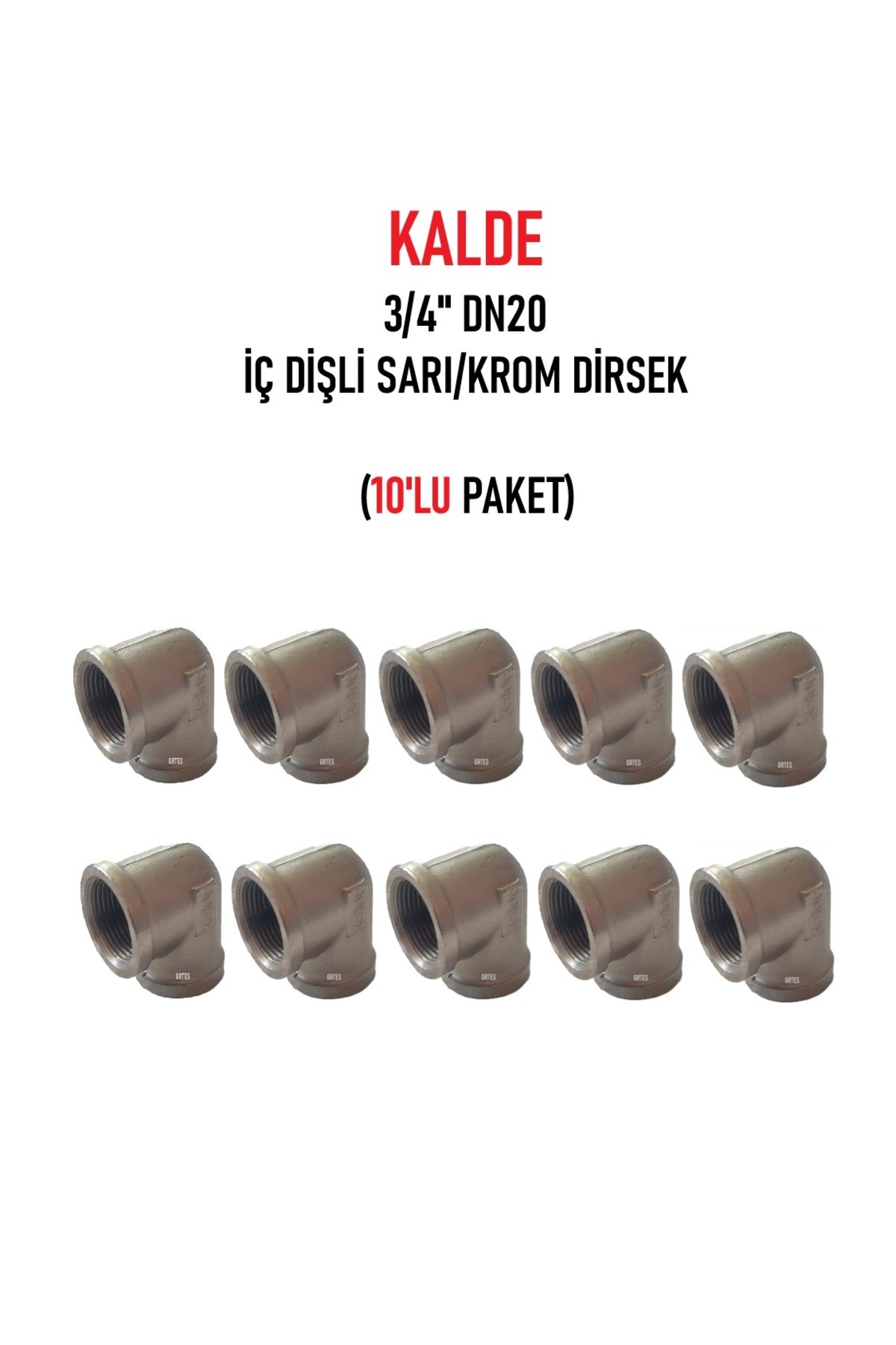 (10'lu Paket) 3/4" Dn20 Sarı/Krom Dirsek İç Dişli (Dişi) - Brass İnternal Thread Elbow