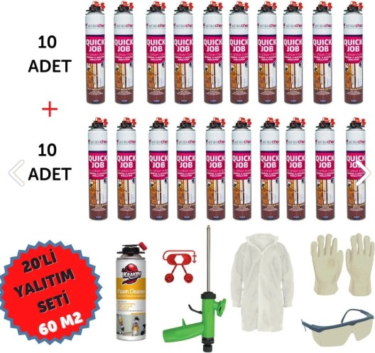 Poliüretan Isı ve Ses Yalıtım Köpük 20 ADETX930GR 1 Tabanca 1 Temizleyici Sprey