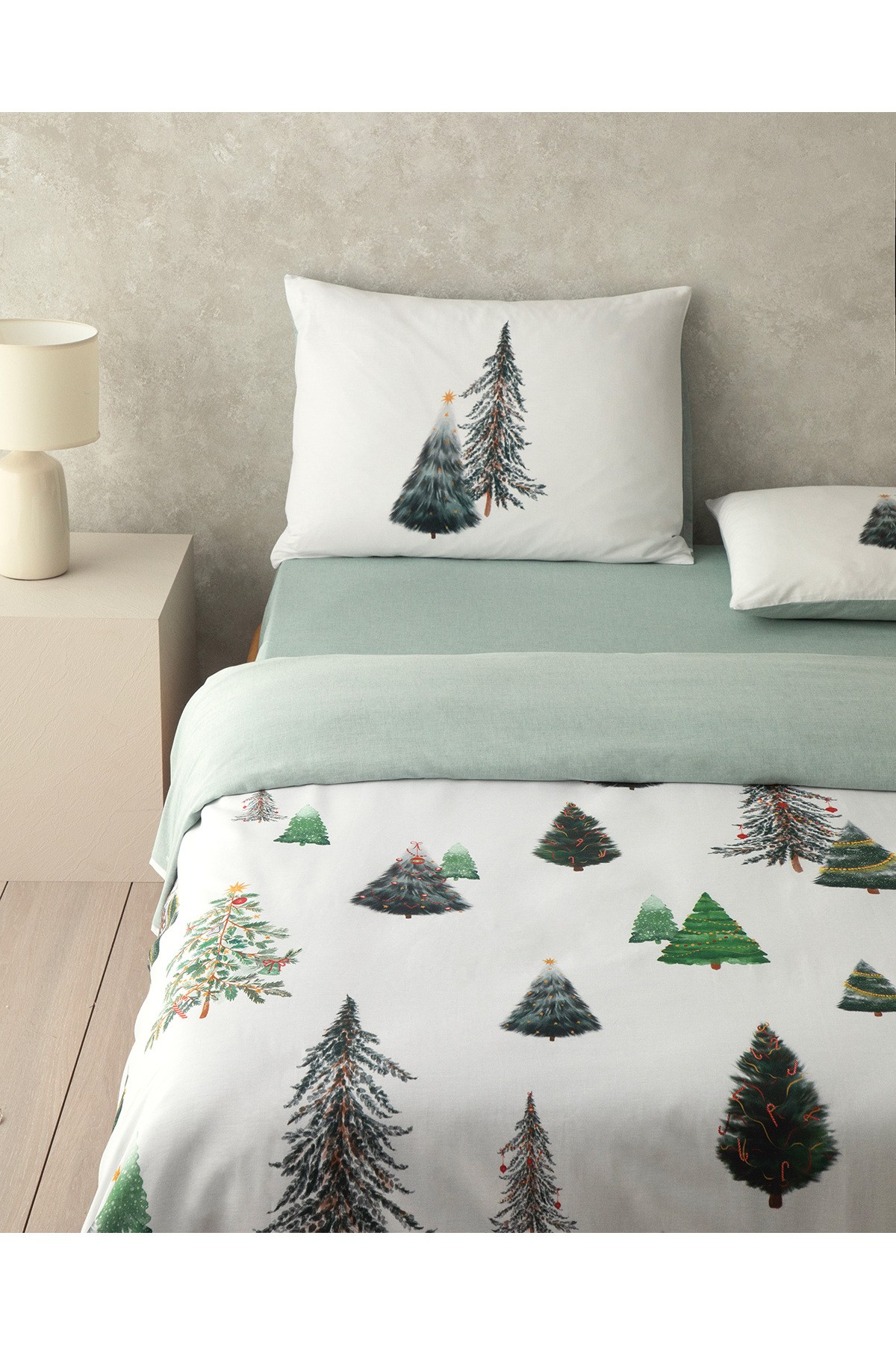Pine Serenity Dijital Baskılı Soft Cotton Çift Kişilik Nevresim Takımı Yeşil