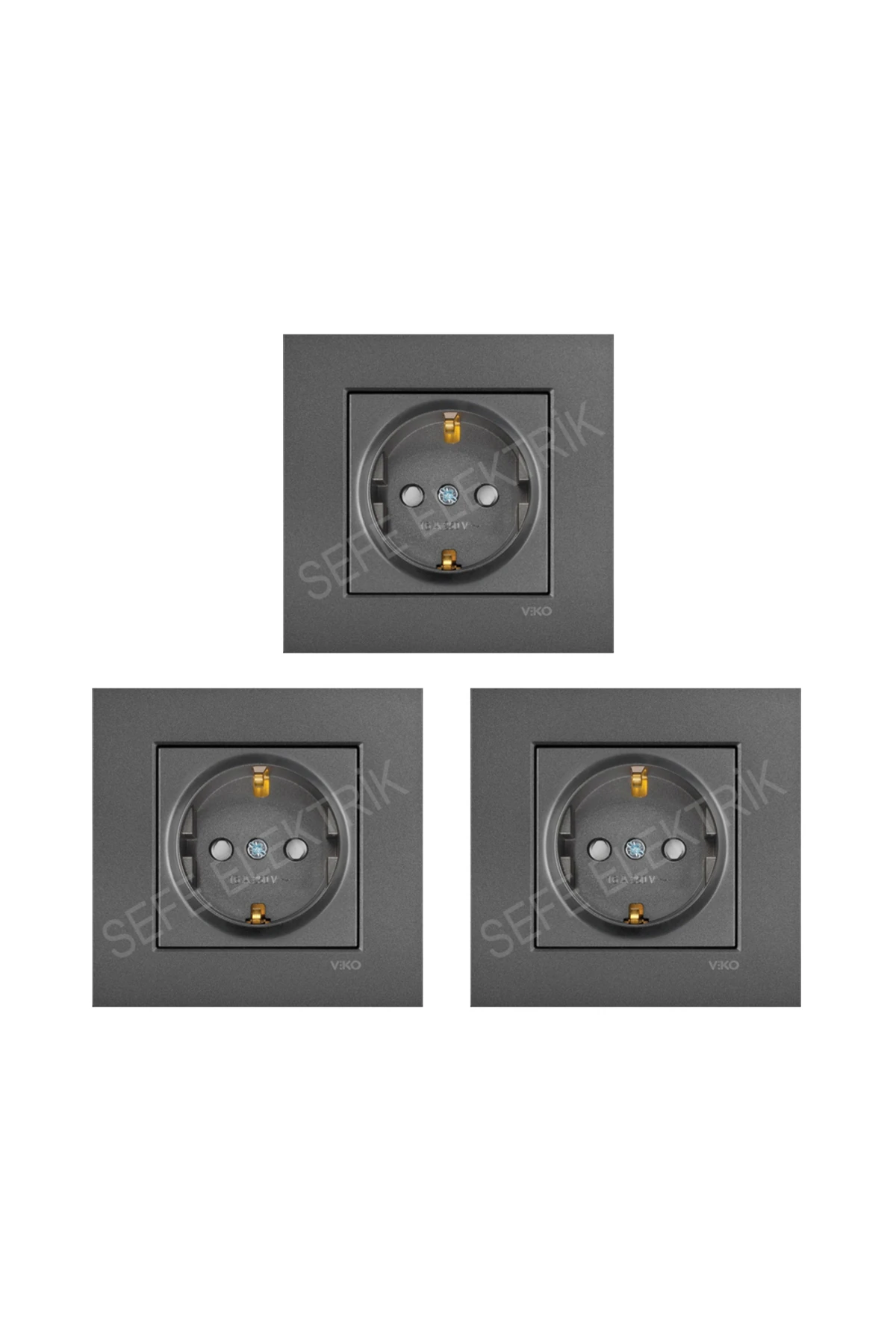 Viko Novella Füme Ç.K Topraklı Priz 3 Adet Çerçeve Dahil