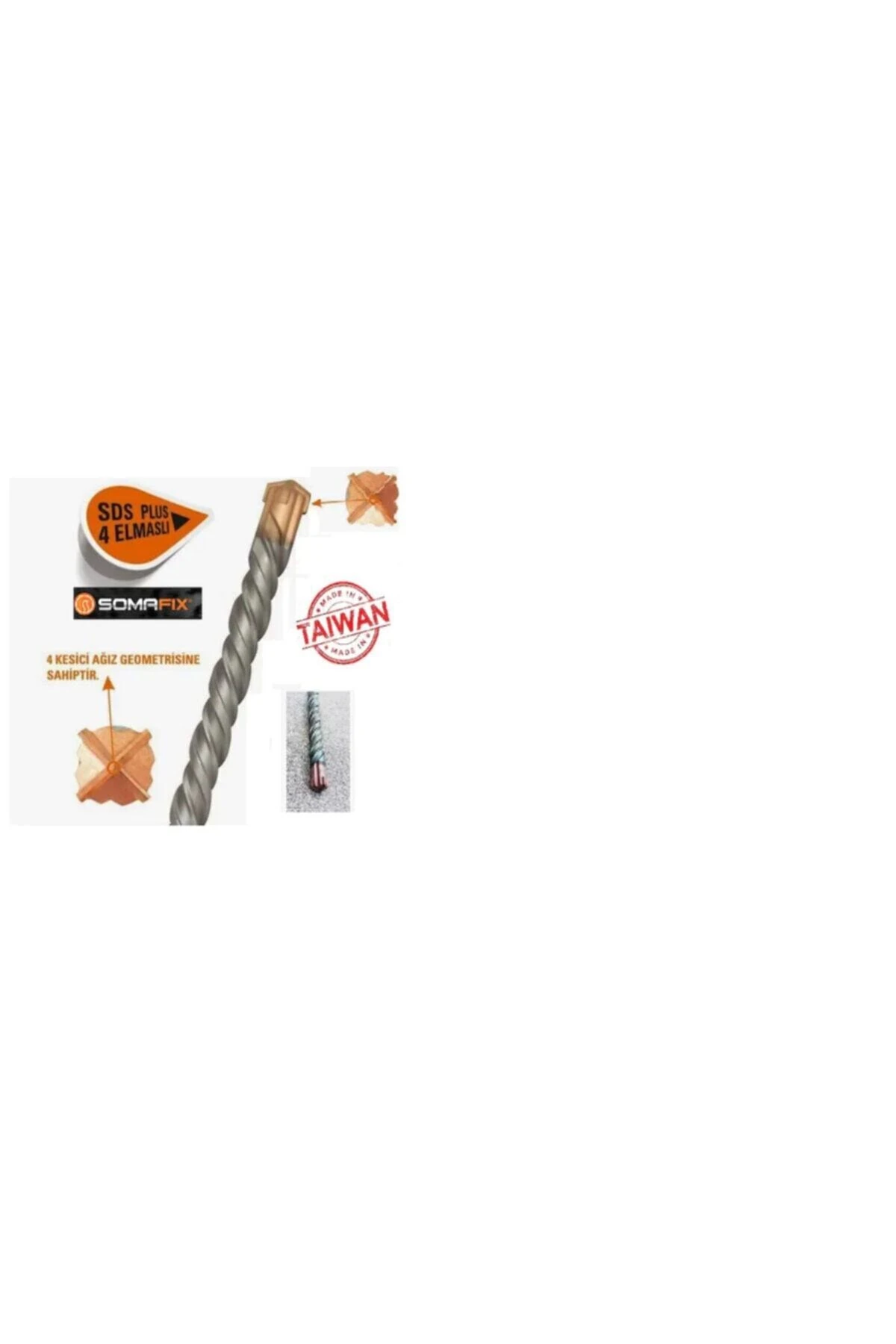 Sds Plus Hilti Ucu 4 Elmaslı Matkap Ucu 24x450