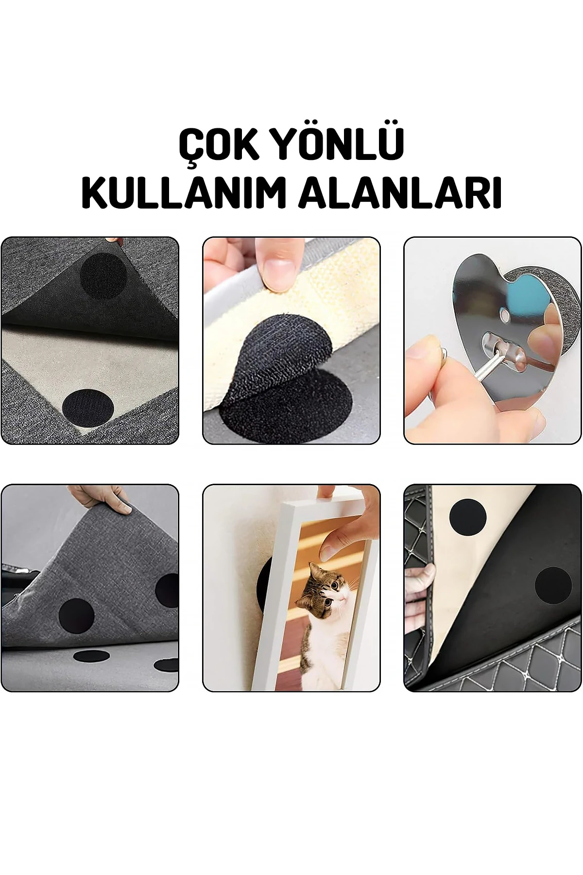 10lu Halı Kilim Koltuk Örtüsü Sabitleyici Kaydırmaz Cırt Yıkanabilir Kendinden Yapışkanlı Cırtlı Ped
