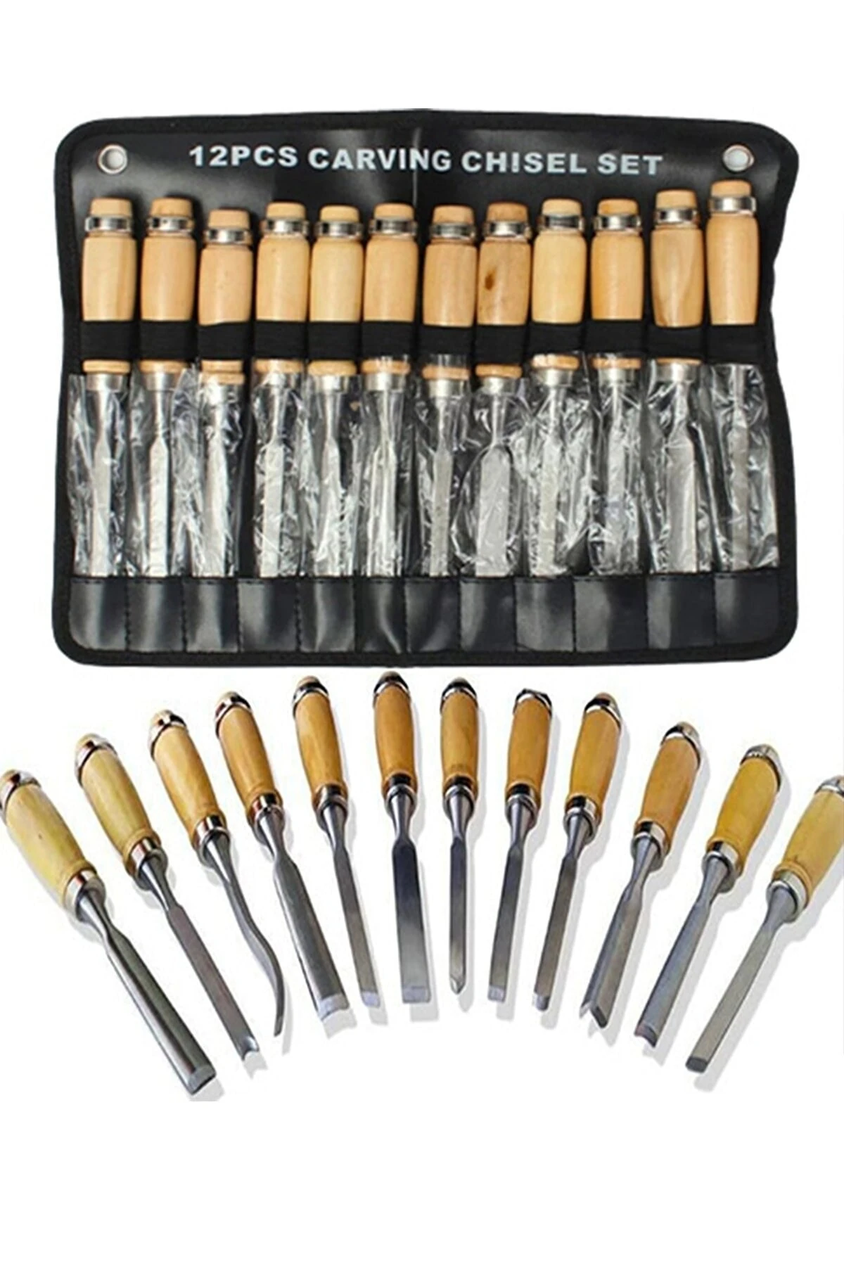 12 Parça Profesyonel Iskarpela Ahşap Saplı Oyma Seti Özel Çantalı 12parçaiskarpela Marangoz