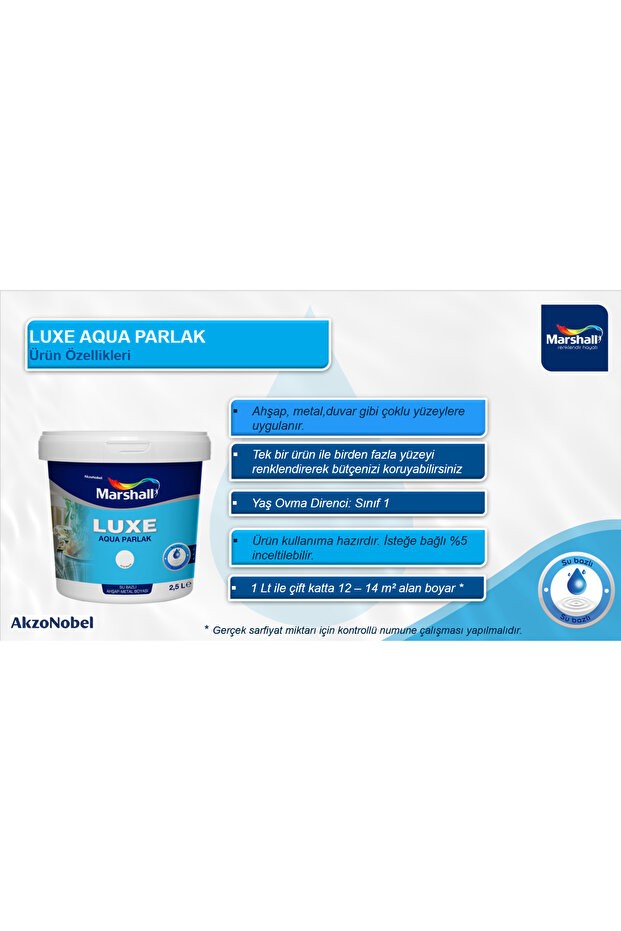 Su Bazlı LUXE AQUA Parlak Akrilik Esaslı Dekoratif Boya 15 Lt  BUZ SAÇAĞI