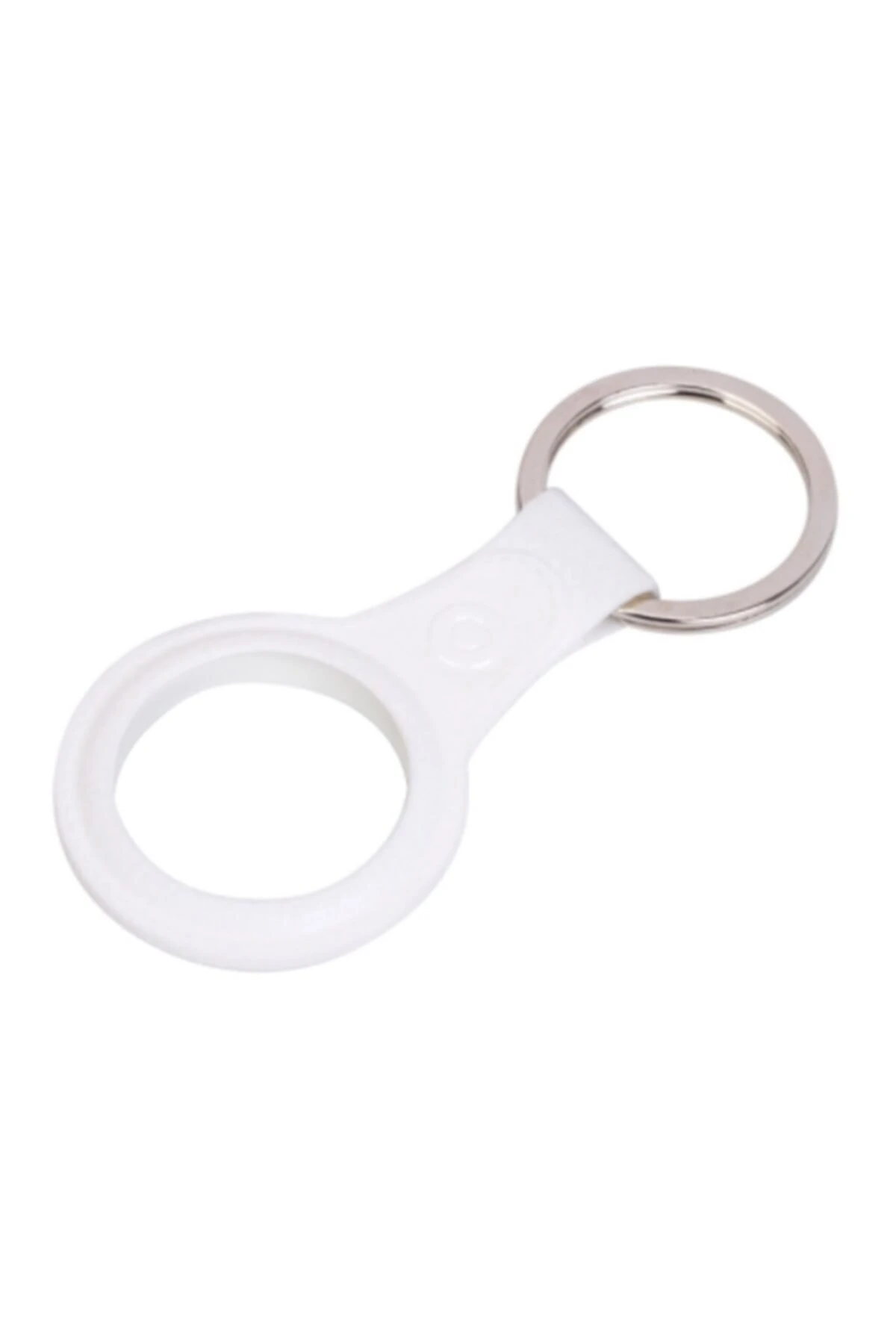 Ally Airtag Için Asma Halkalı Deri Desenli Anahtarlık Kılıf Beyaz