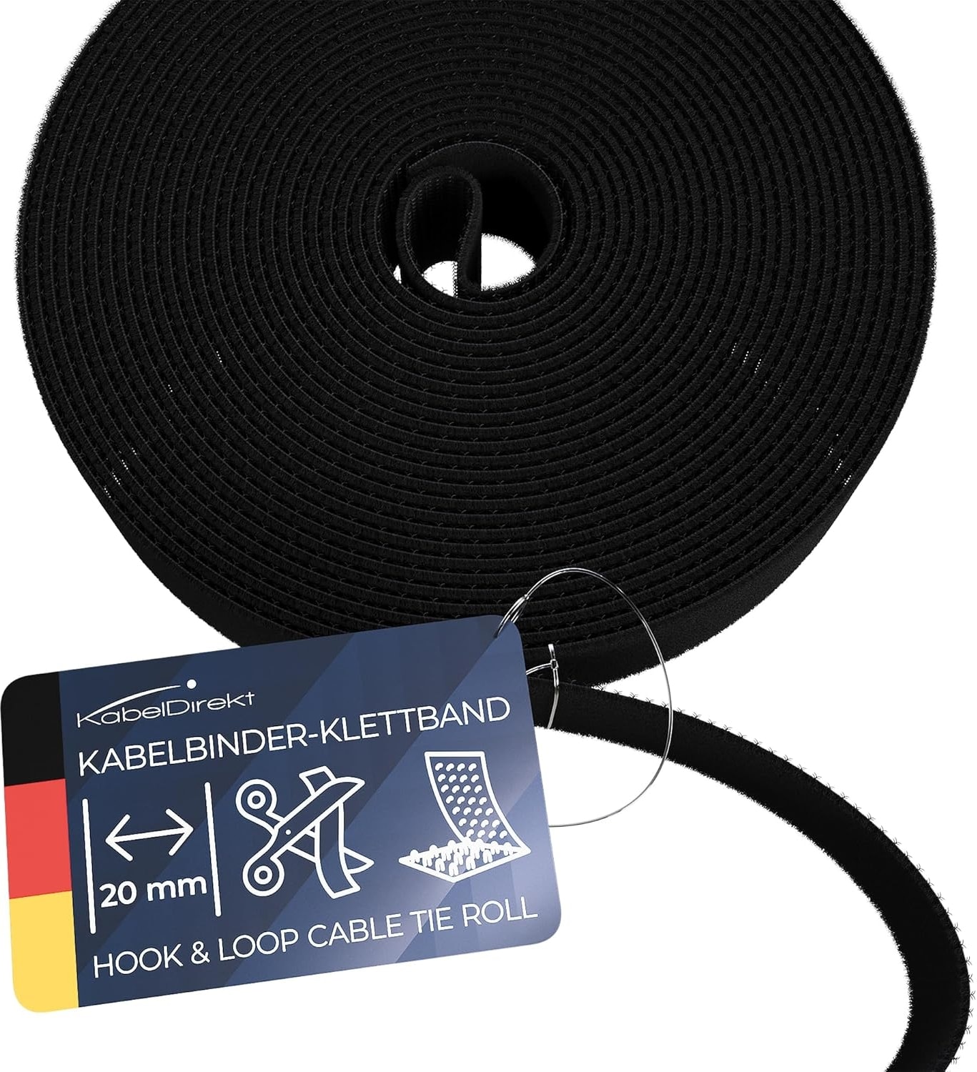 - Cırt Cırt Kablo Bağı - 15 m ×20 mm - İstenen Boyutta Kesilebilir, Yeniden Kullanılabilir (Kesilebilir Cırt Cırt Rulosu, Tekrar Kapatılabilir Cırt Cırt Bant Kabloları Vs. Bağlar, Siyah)